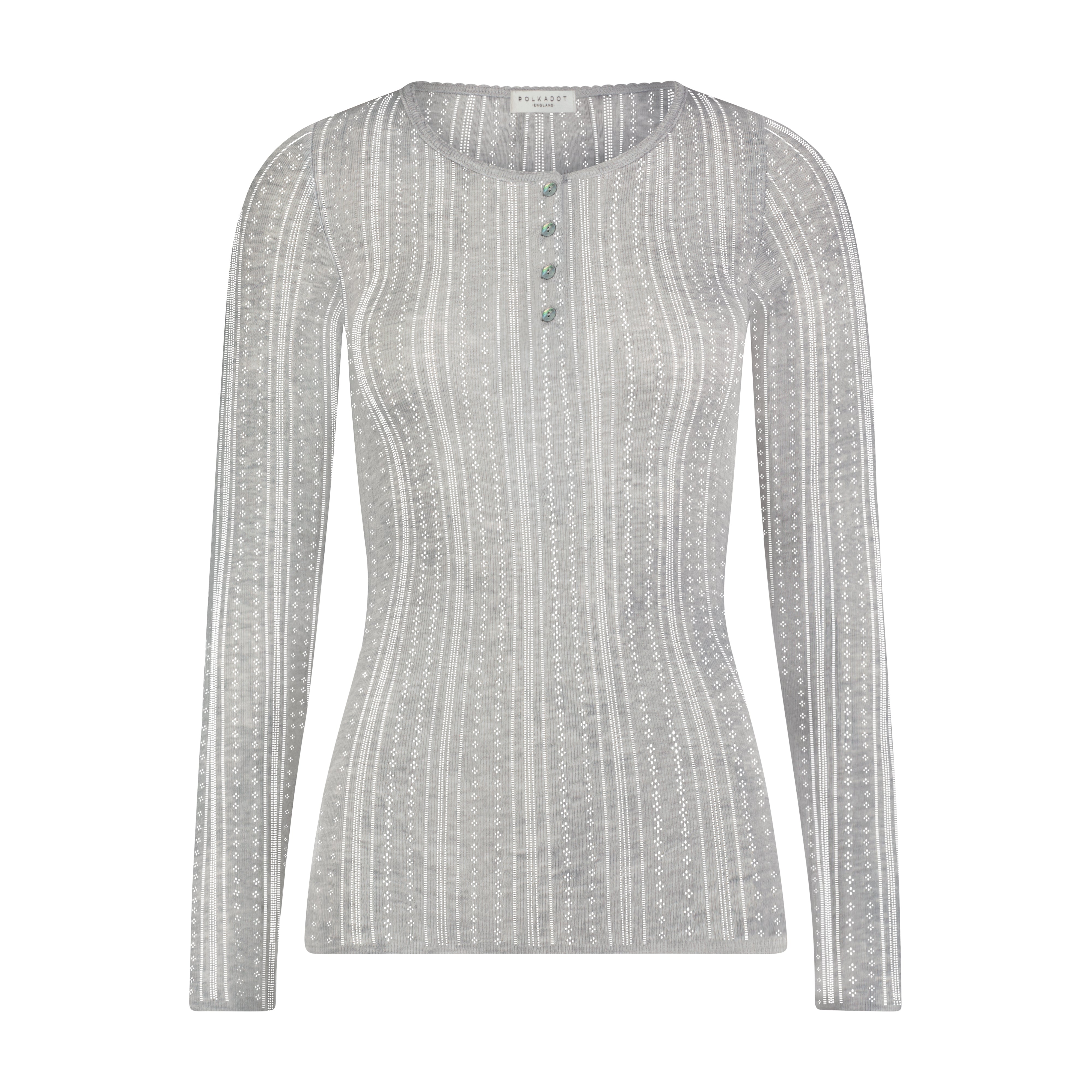 Henley Fitted Long Sleeve - Heather Grey Windsor Pointelle