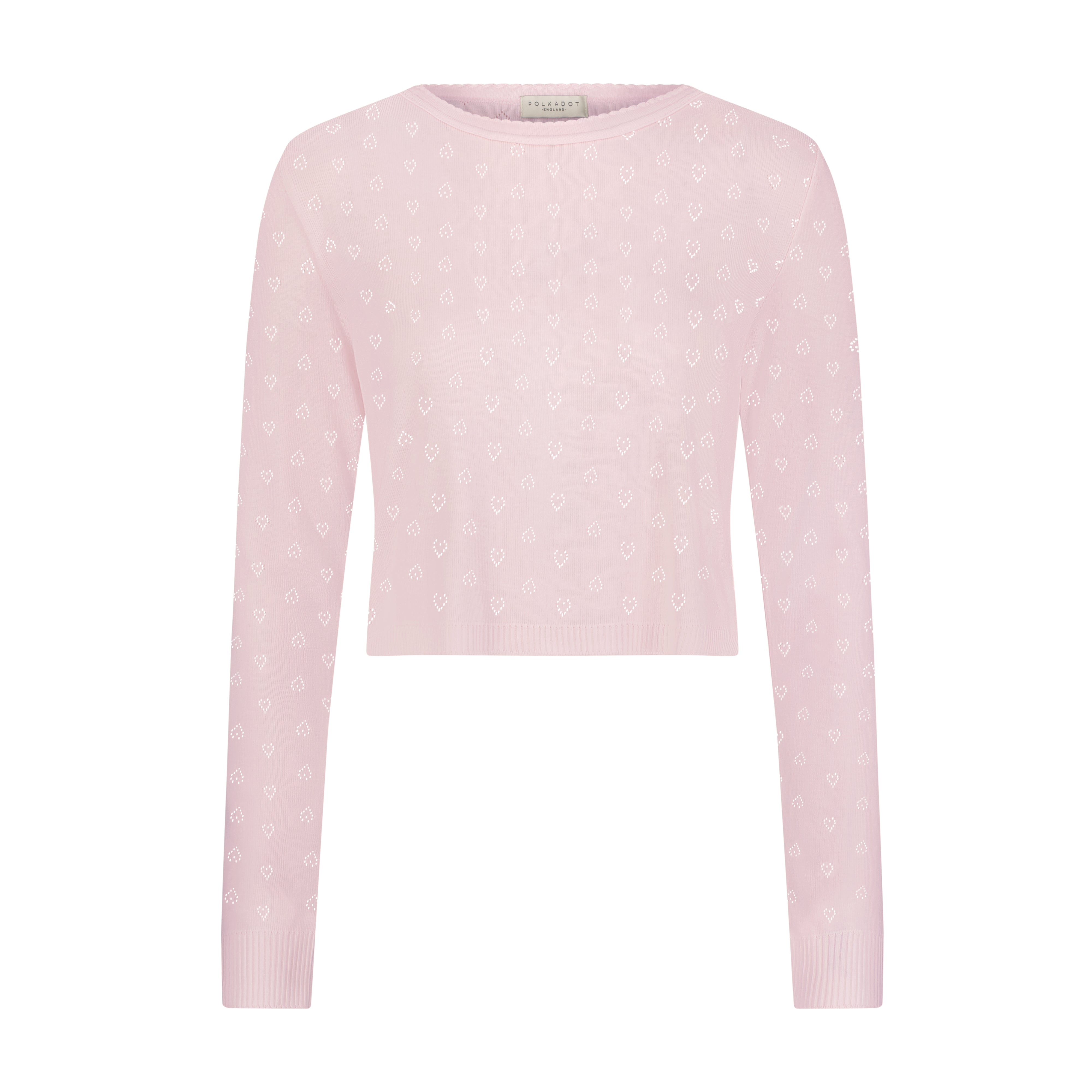 Nell Cropped Slouchy - Ballet Pink Hearts Pointelle