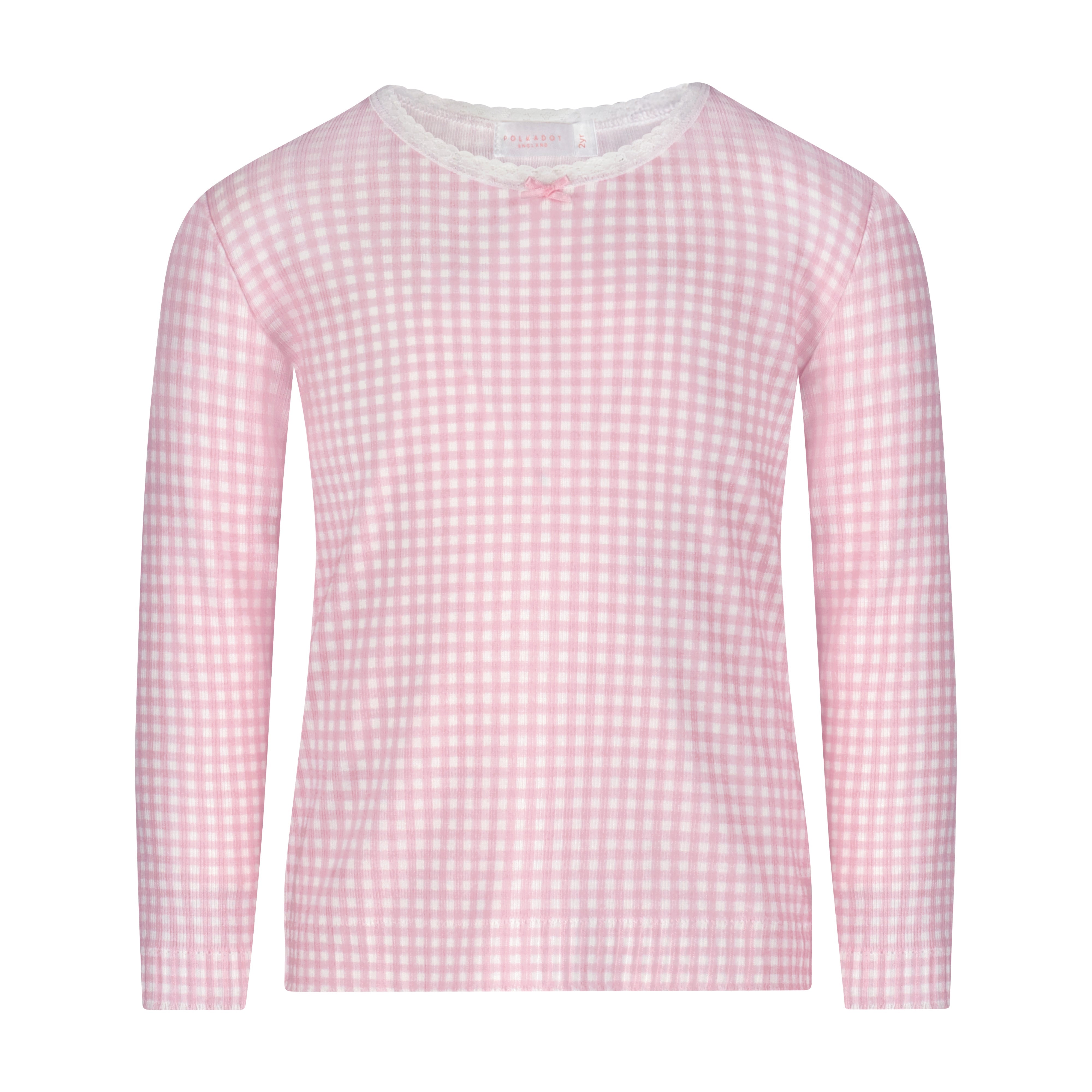 Girls & Baby Classic Set Crew LS & Pant - Pink Gingham Print