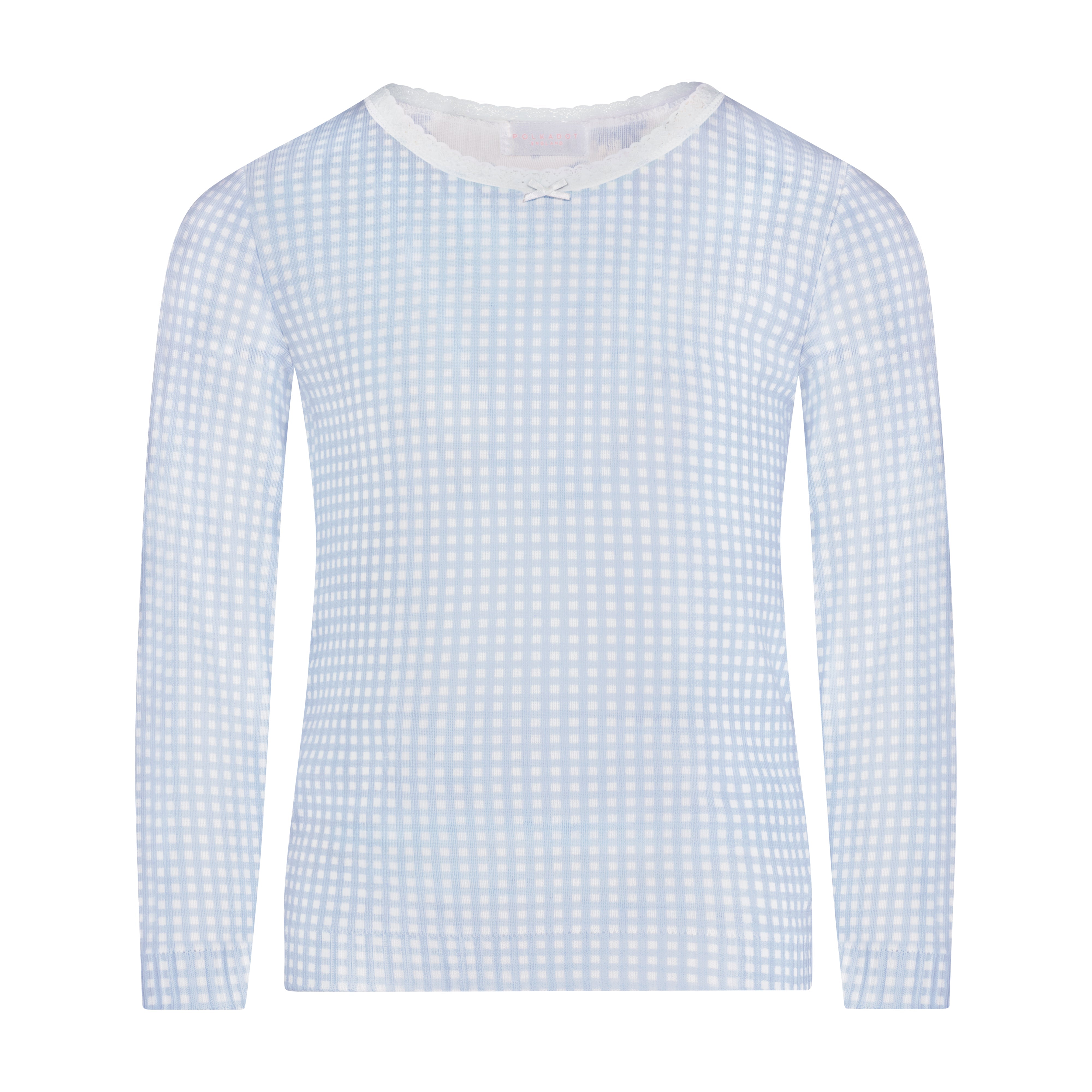Girls Classic Set Crew LS & Pant - Blue Gingham Print