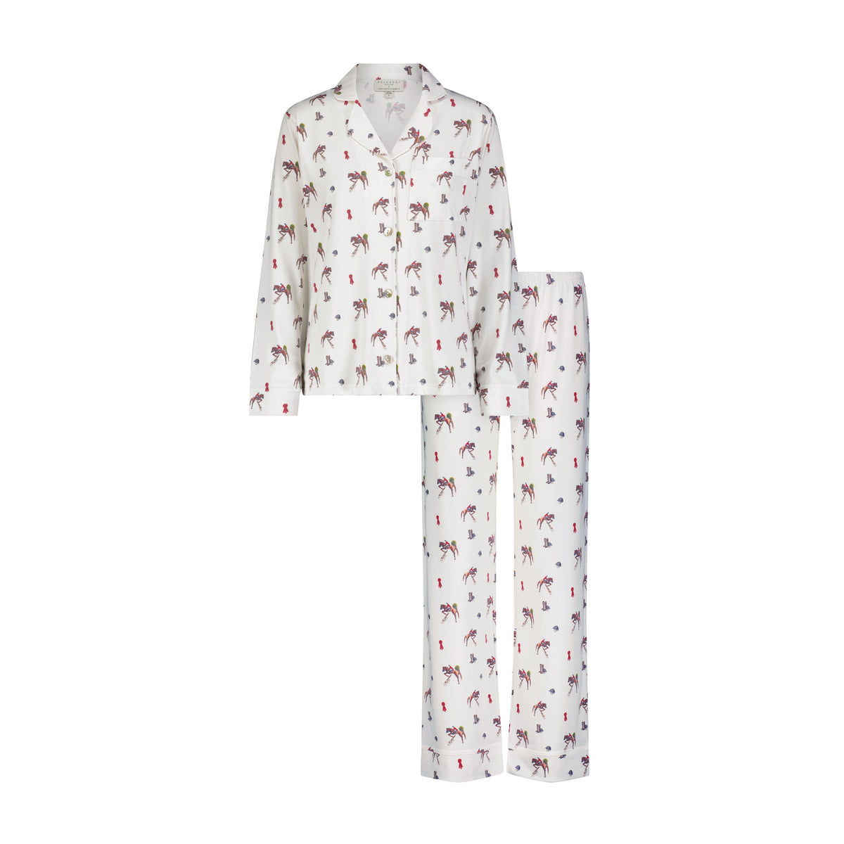 Charley Classic Long Sleeve & Pant Pajama Set - Vintage Equestrian Print
