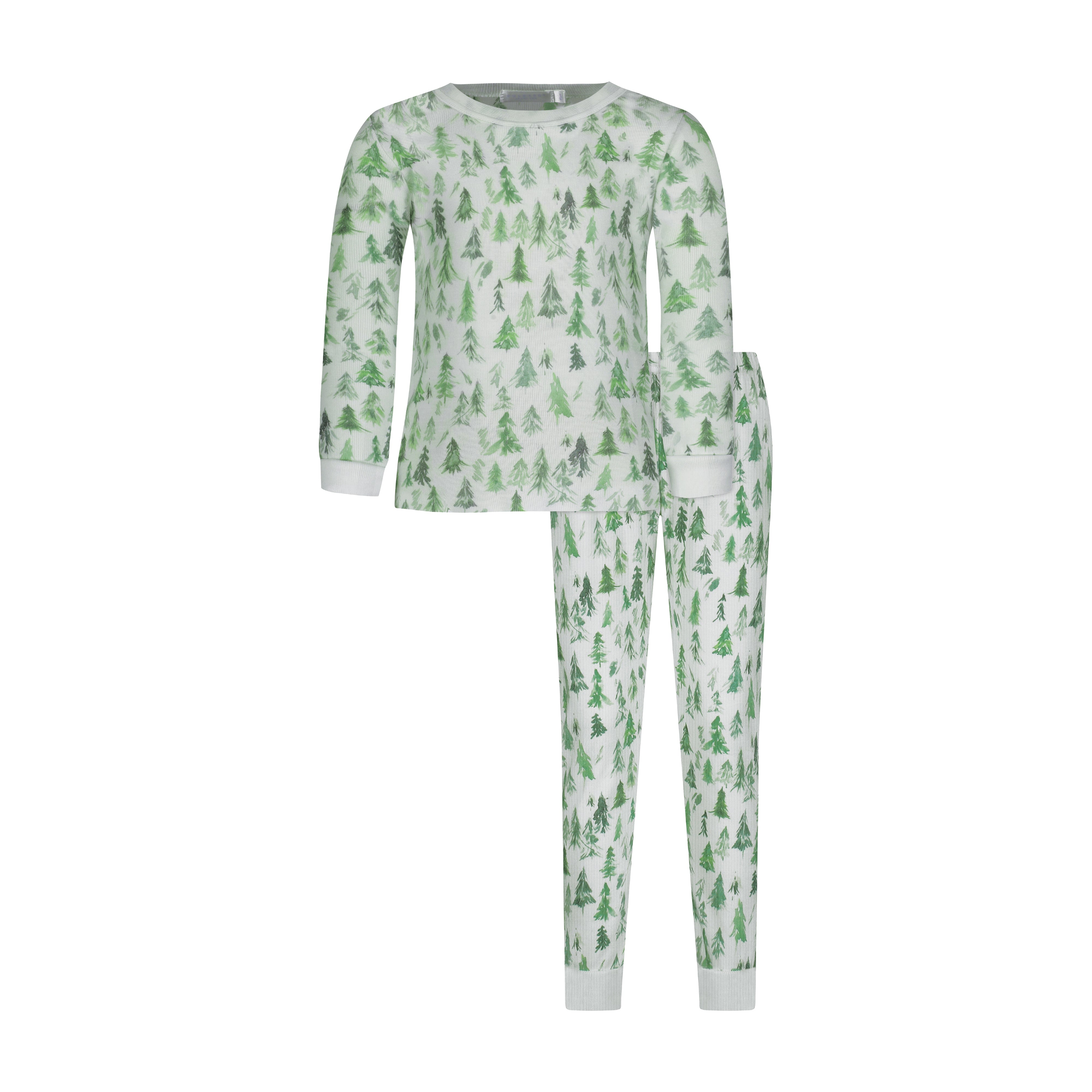 Boys & Baby Set Crew LS & Pant - Fir Tree Print
