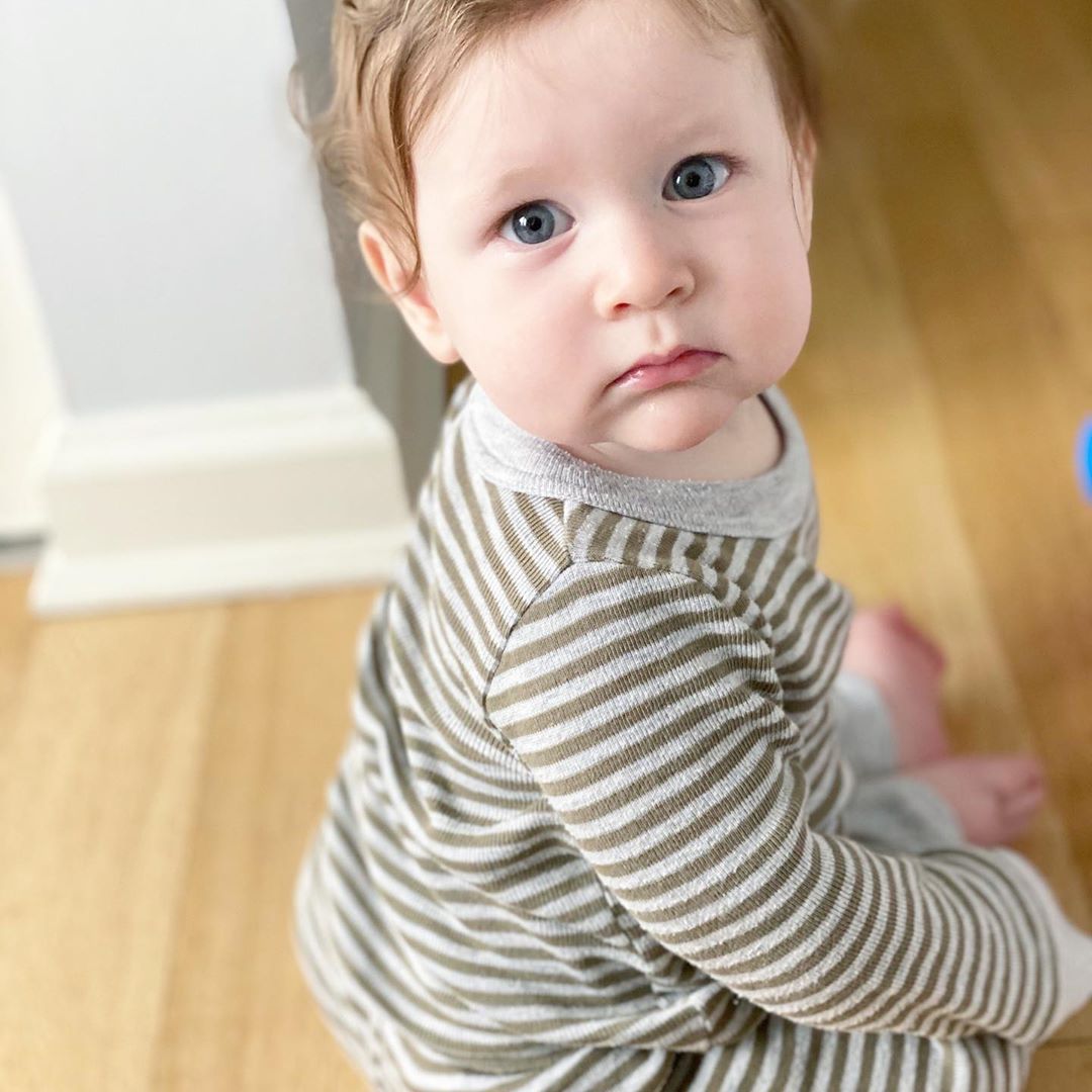 Boys & Baby Crew Long Sleeve - Loden /Heather Grey Sailor Stripe