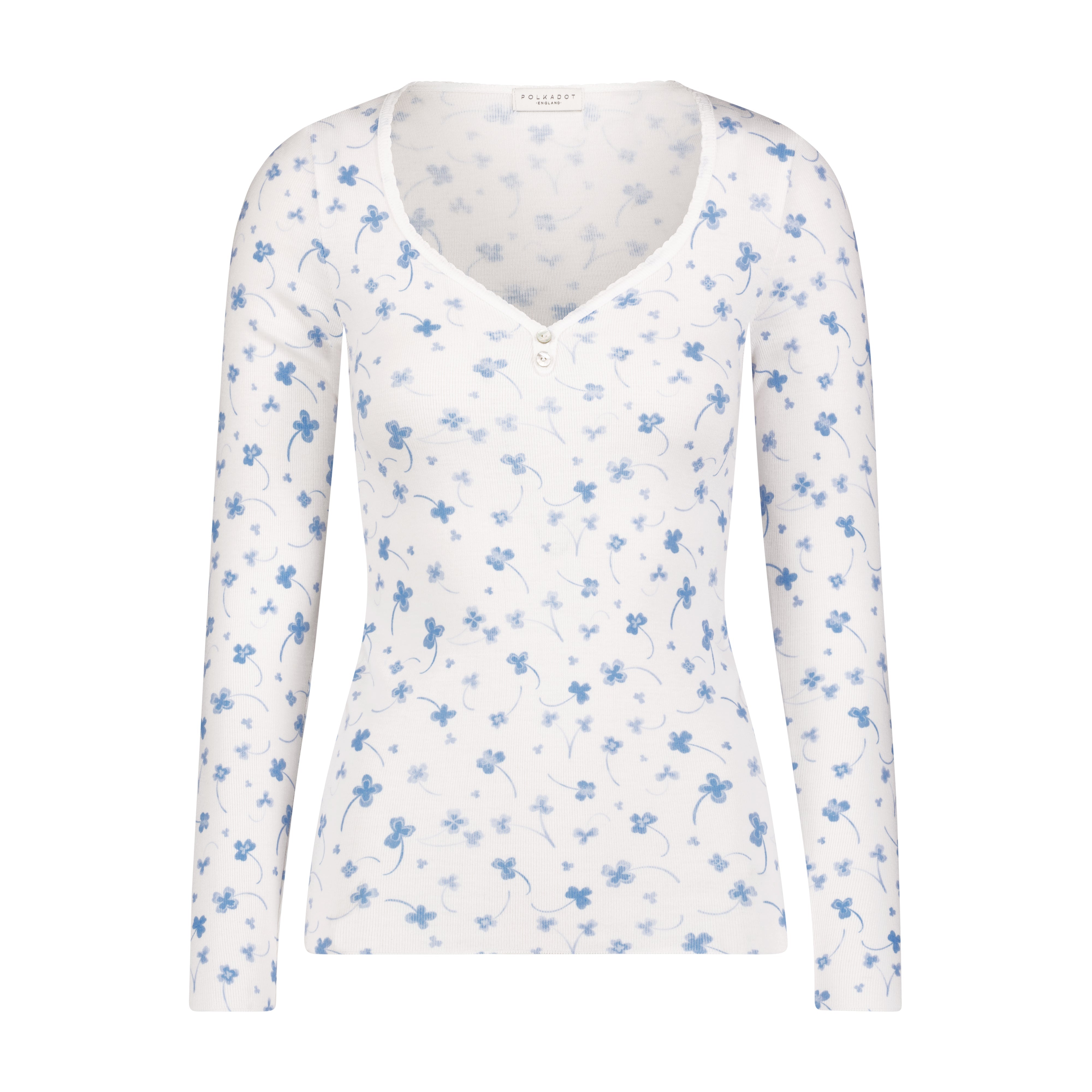Sweetheart Long Sleeve - Blue Clover Print