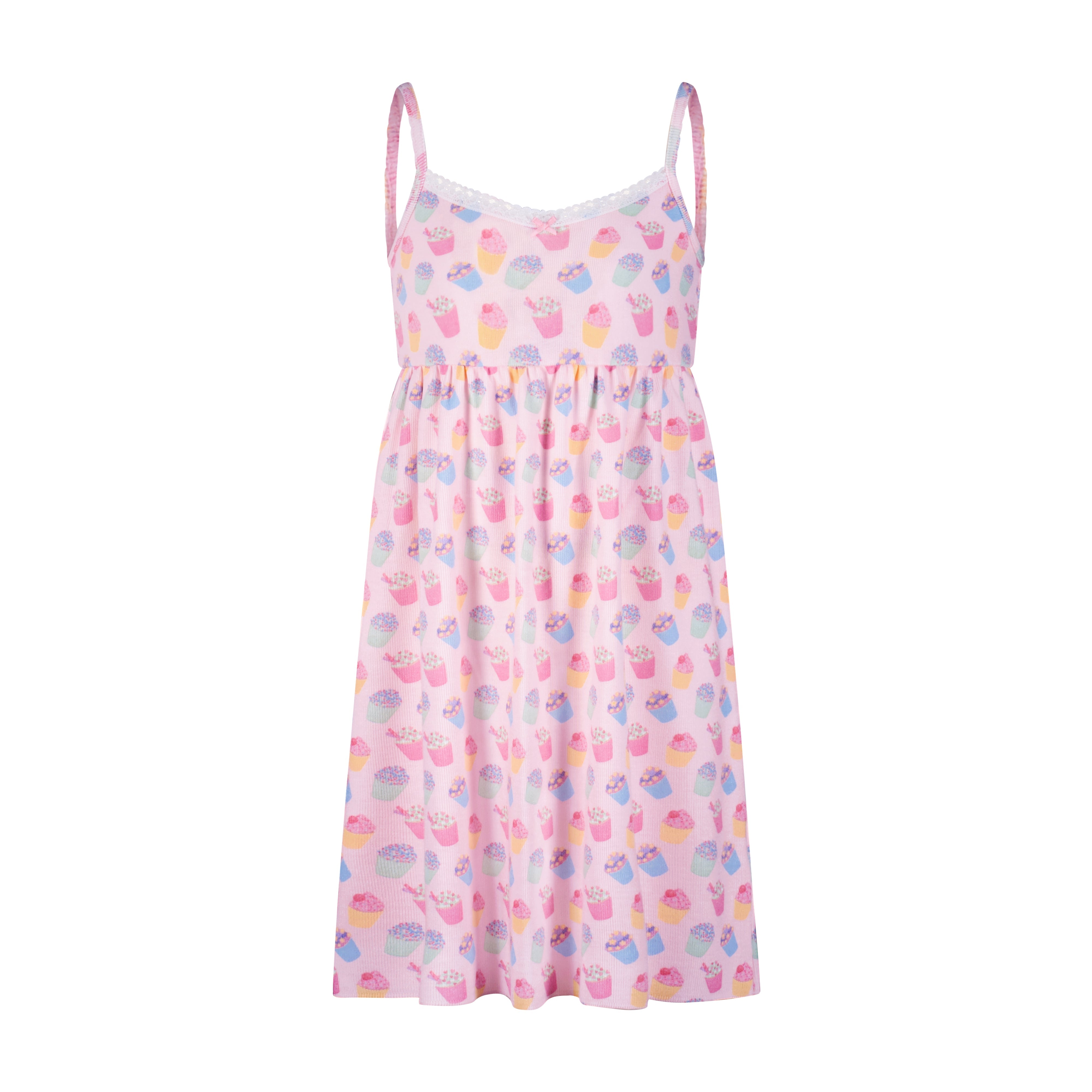 Girls Lee Babydoll Gown - Cupcake Print