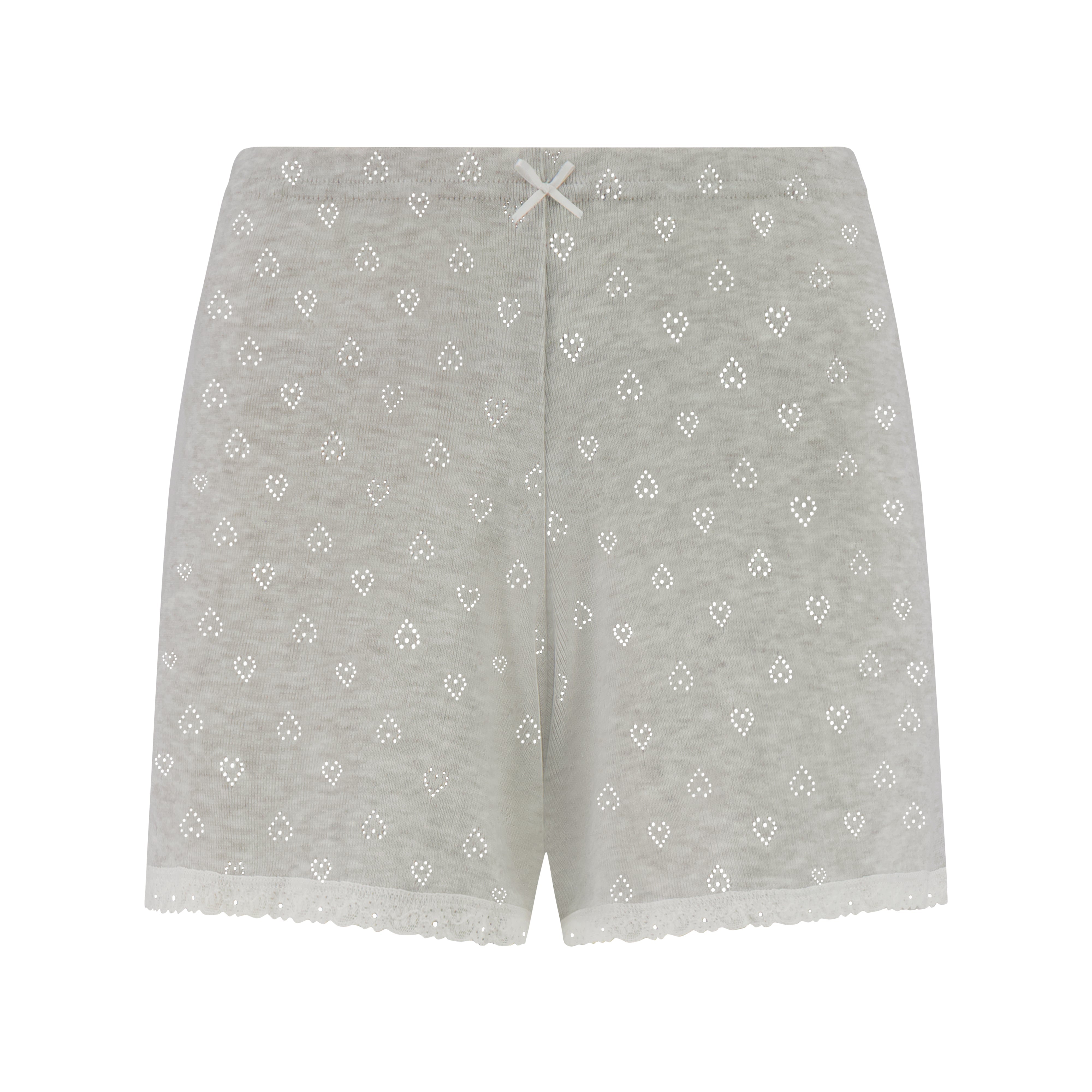Long Short - Heather Grey Hearts Pointelle