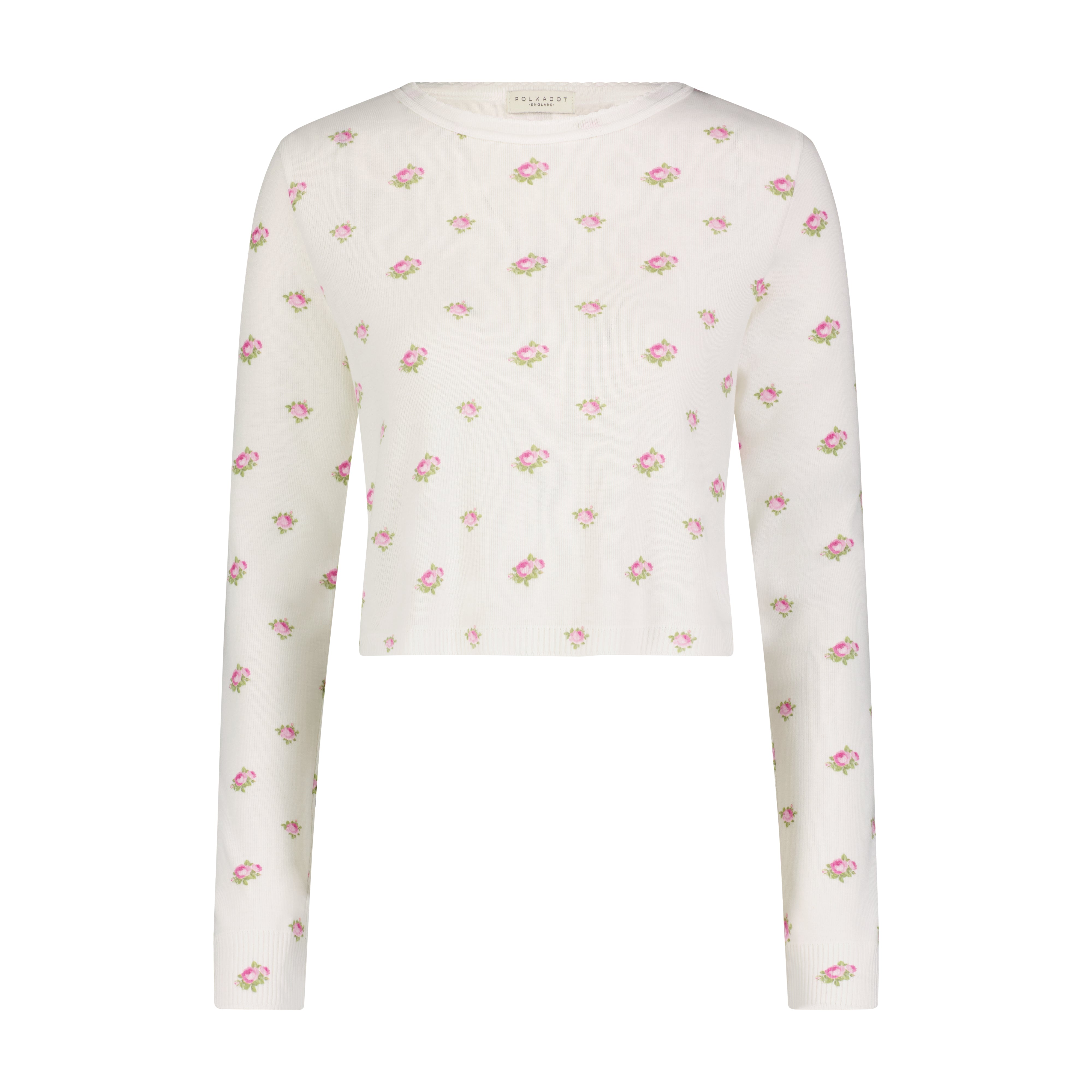 Nell Cropped Slouchy - Cream Vintage Rose Print