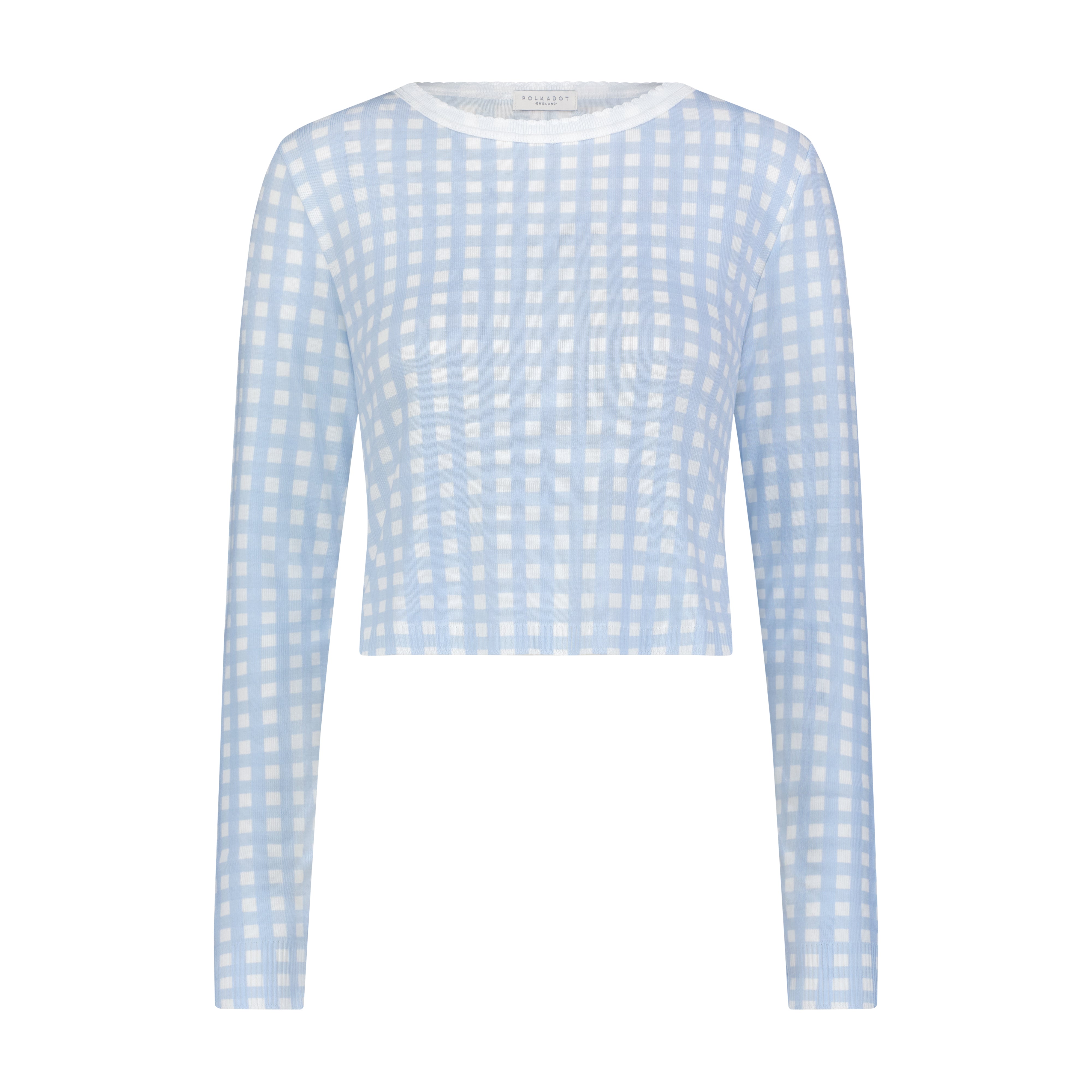 Nell Cropped Slouchy - Blue Gingham Print