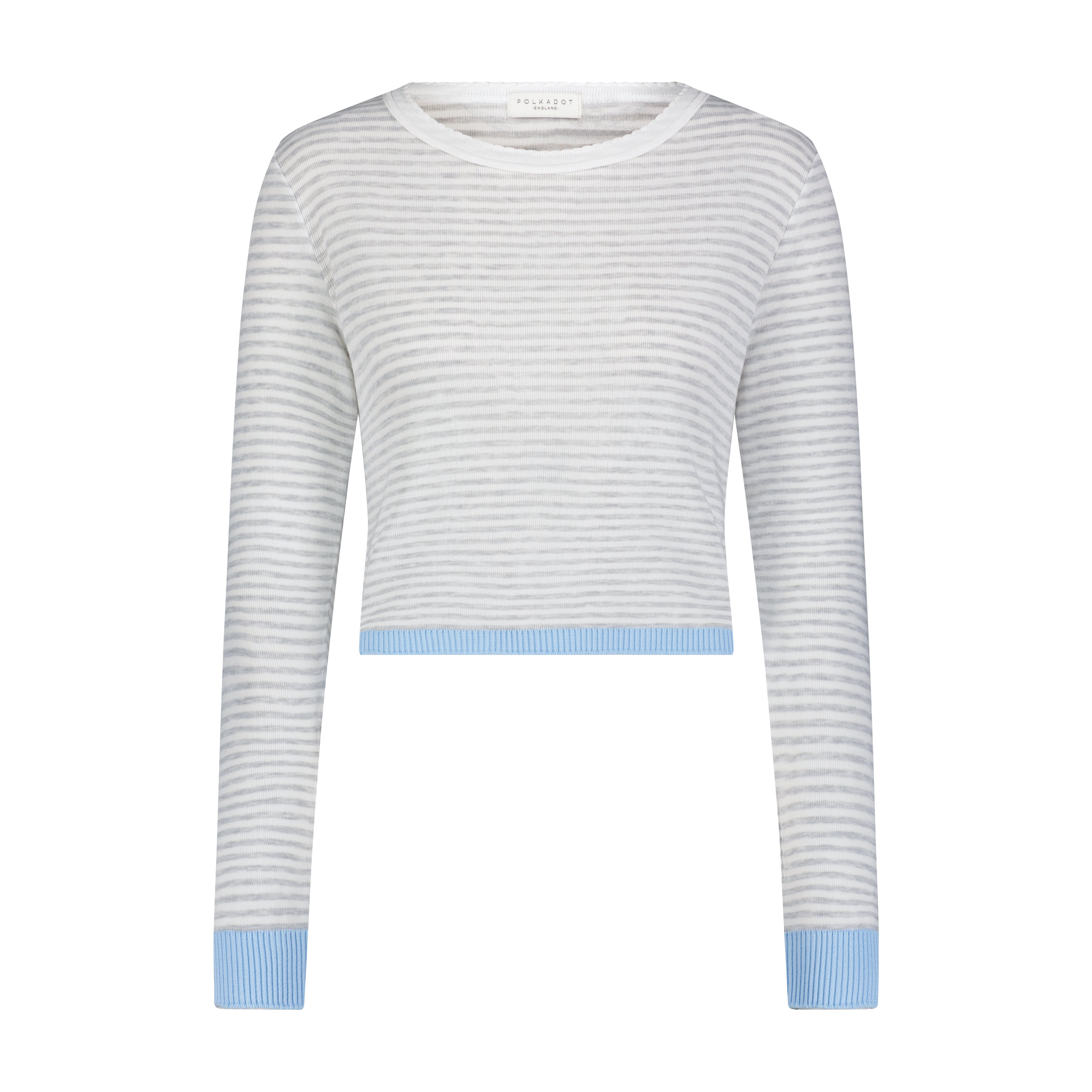 Nell Cropped Slouchy - Grey Sailor Stripe w Blue Border