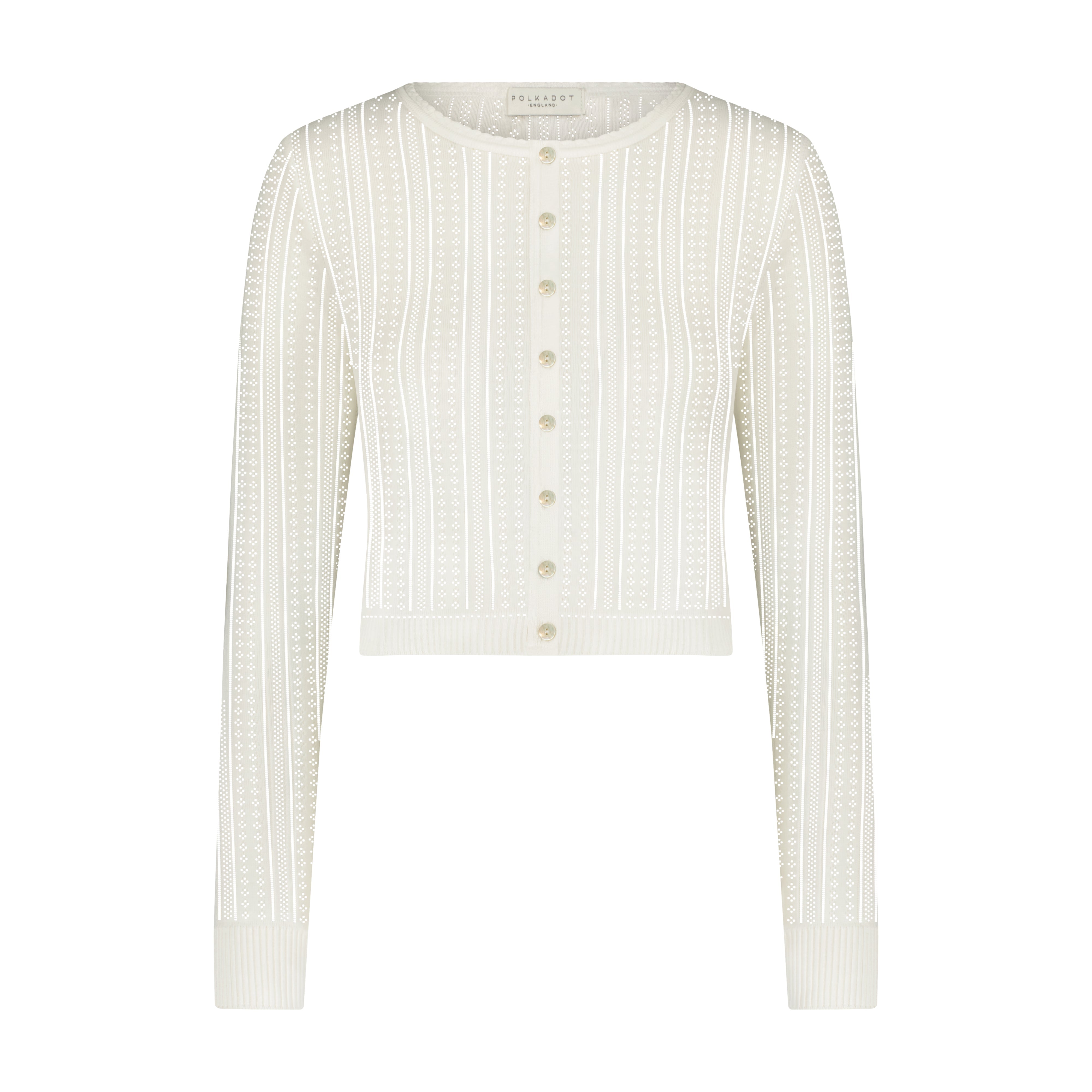 Cropped Cardigan - Ivory Windsor Pointelle