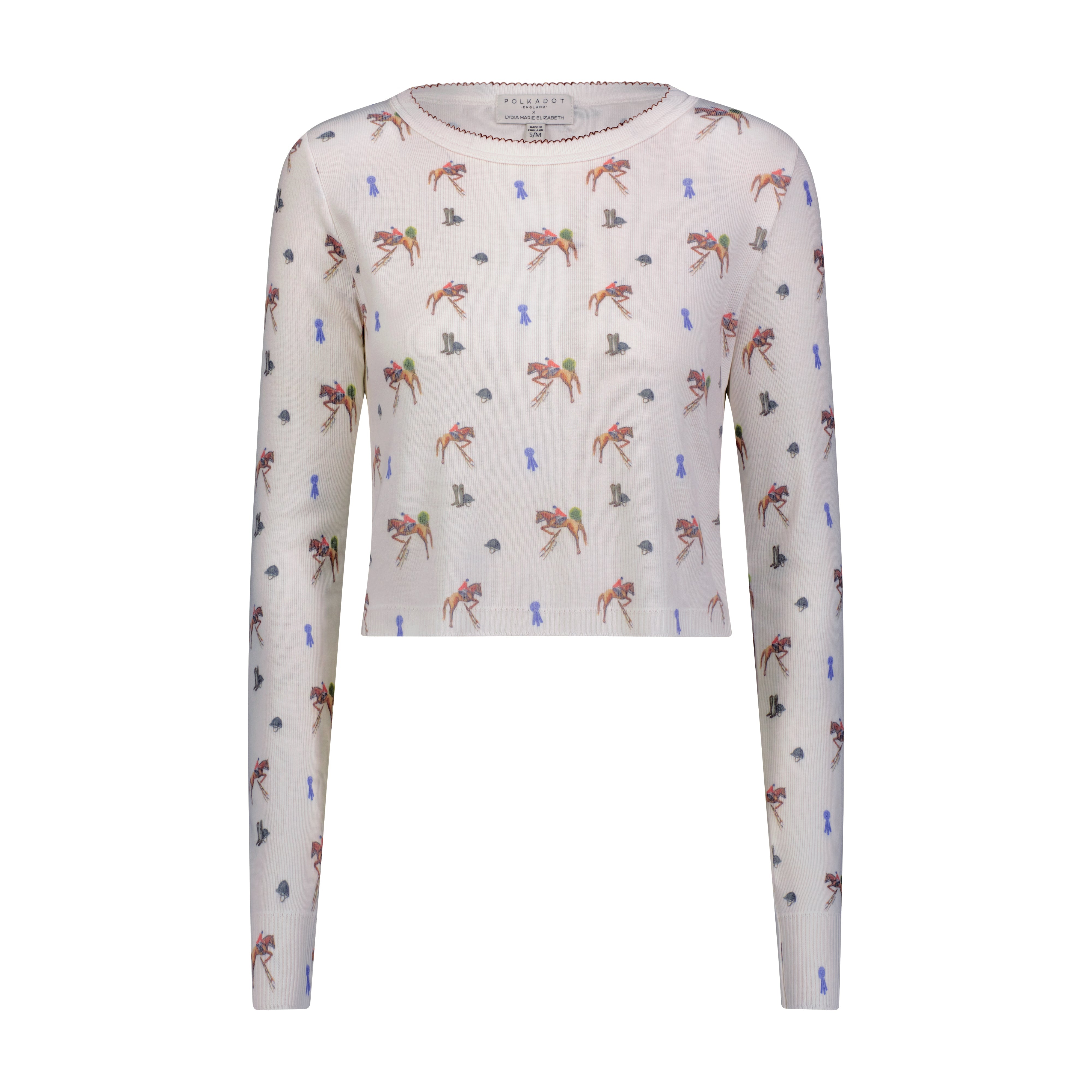 Nell Cropped Slouchy - Vintage Equestrian Print