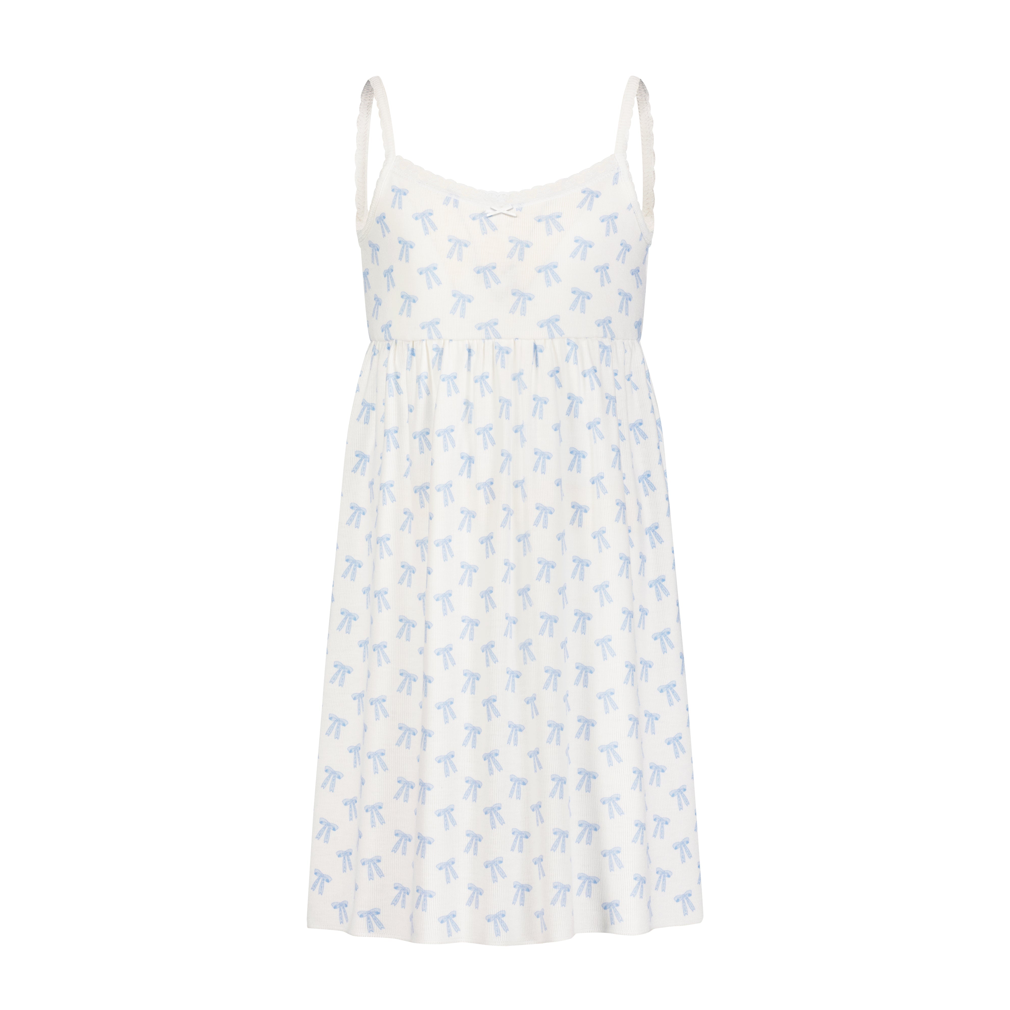 Girls Babydoll Gown - Blue Forever Love Bow Print