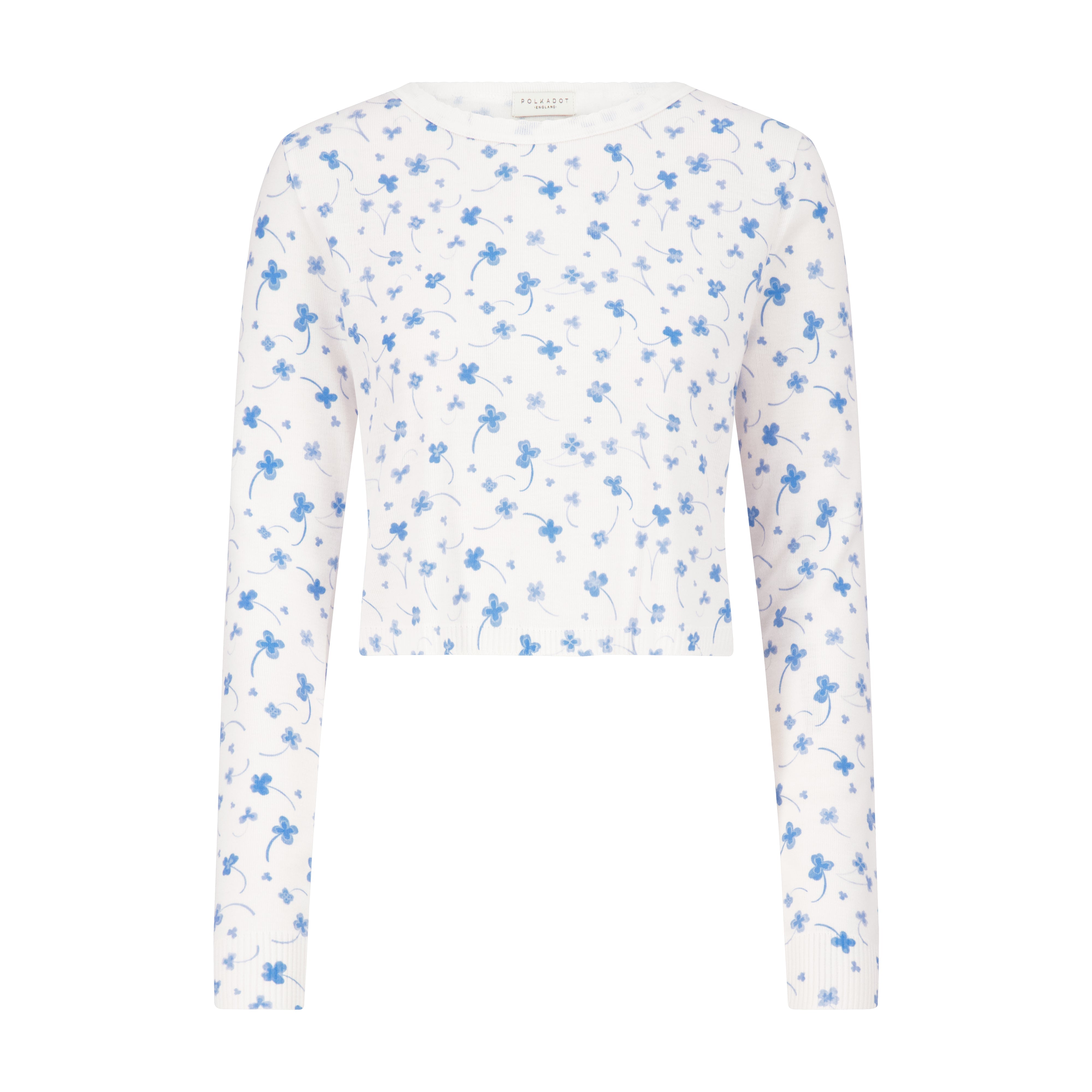 Nell Cropped Slouchy - Blue Clover Print