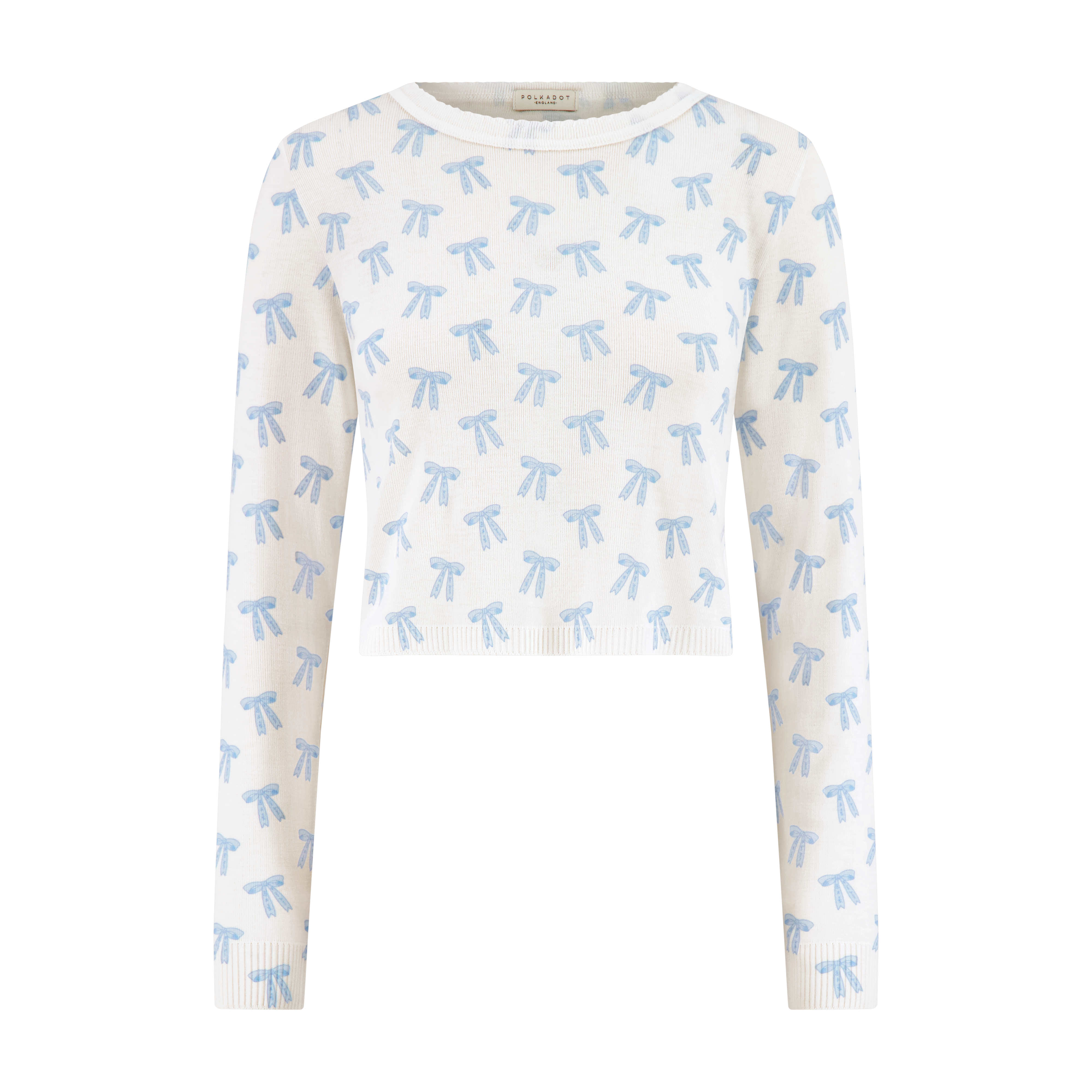 Nell Cropped Slouchy - Blue Forever Love Bow Print