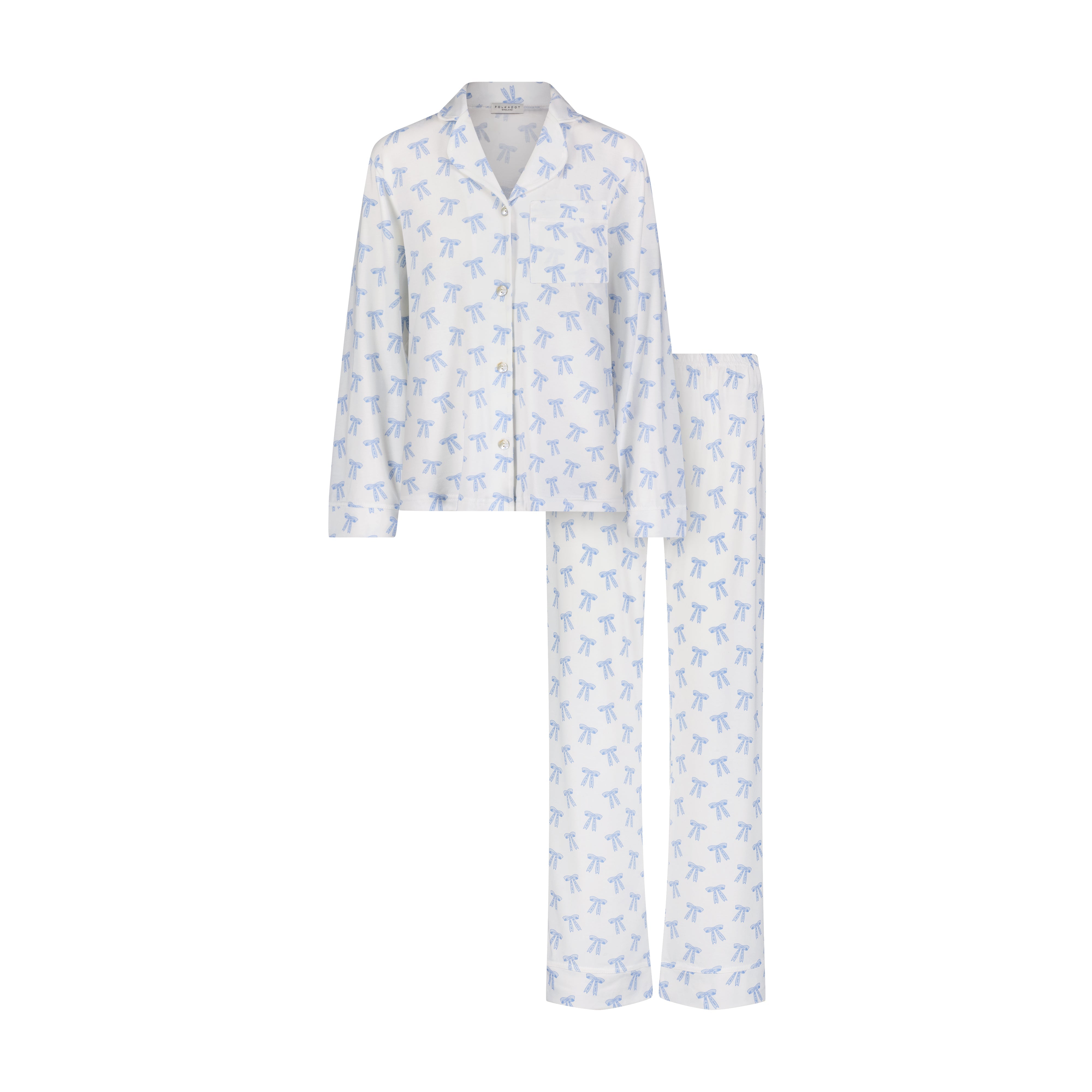 Charley Pajama Set - Blue Forever Love Bow Print