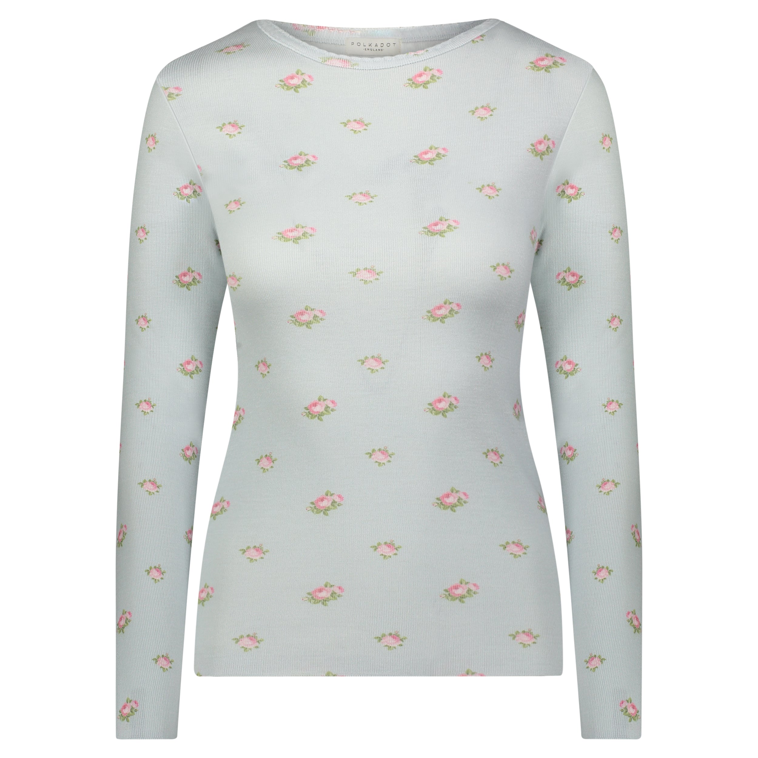 Val Crew Long Sleeve - Blue Ciel Rose Print