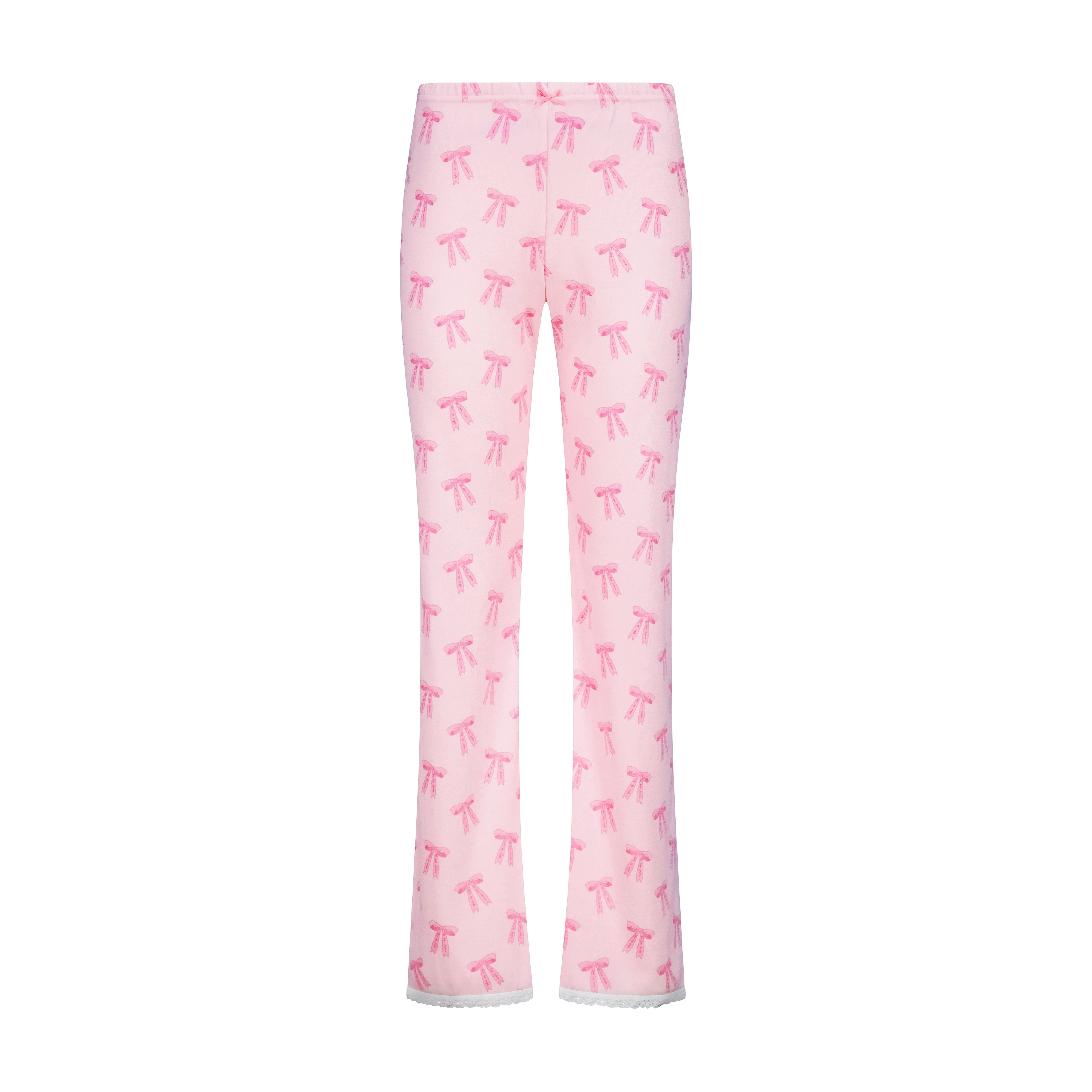 SET Crop V Slouchy & Long Pant - Pink Forever Love Bow