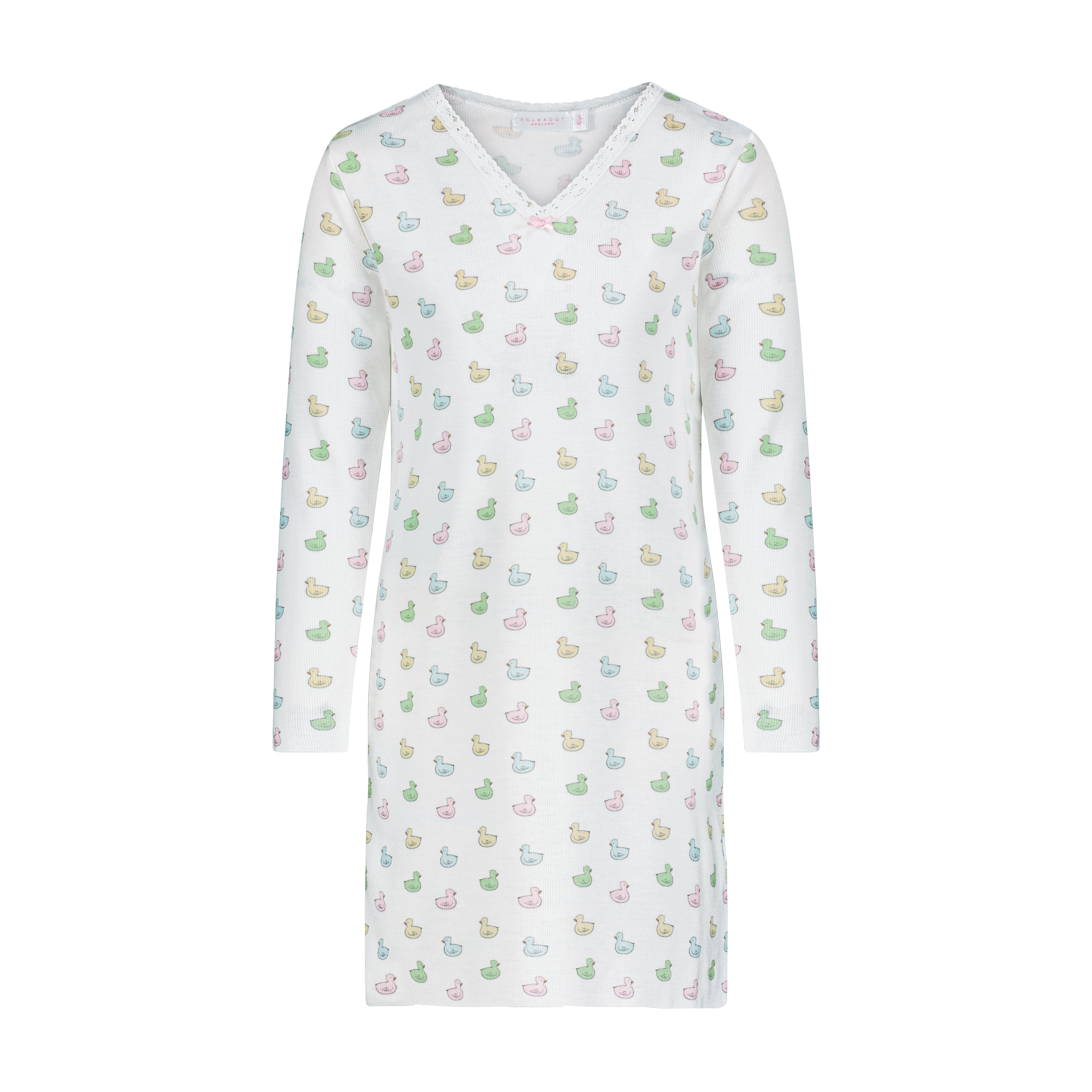 Girls Dress V Long Sleeve - Girls Duckie Print