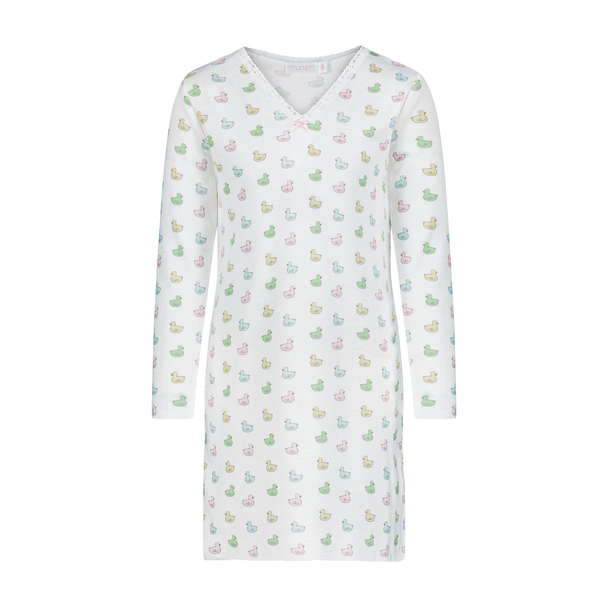 Girls Victoria Dress V Long Sleeve - Girls Duckie Print