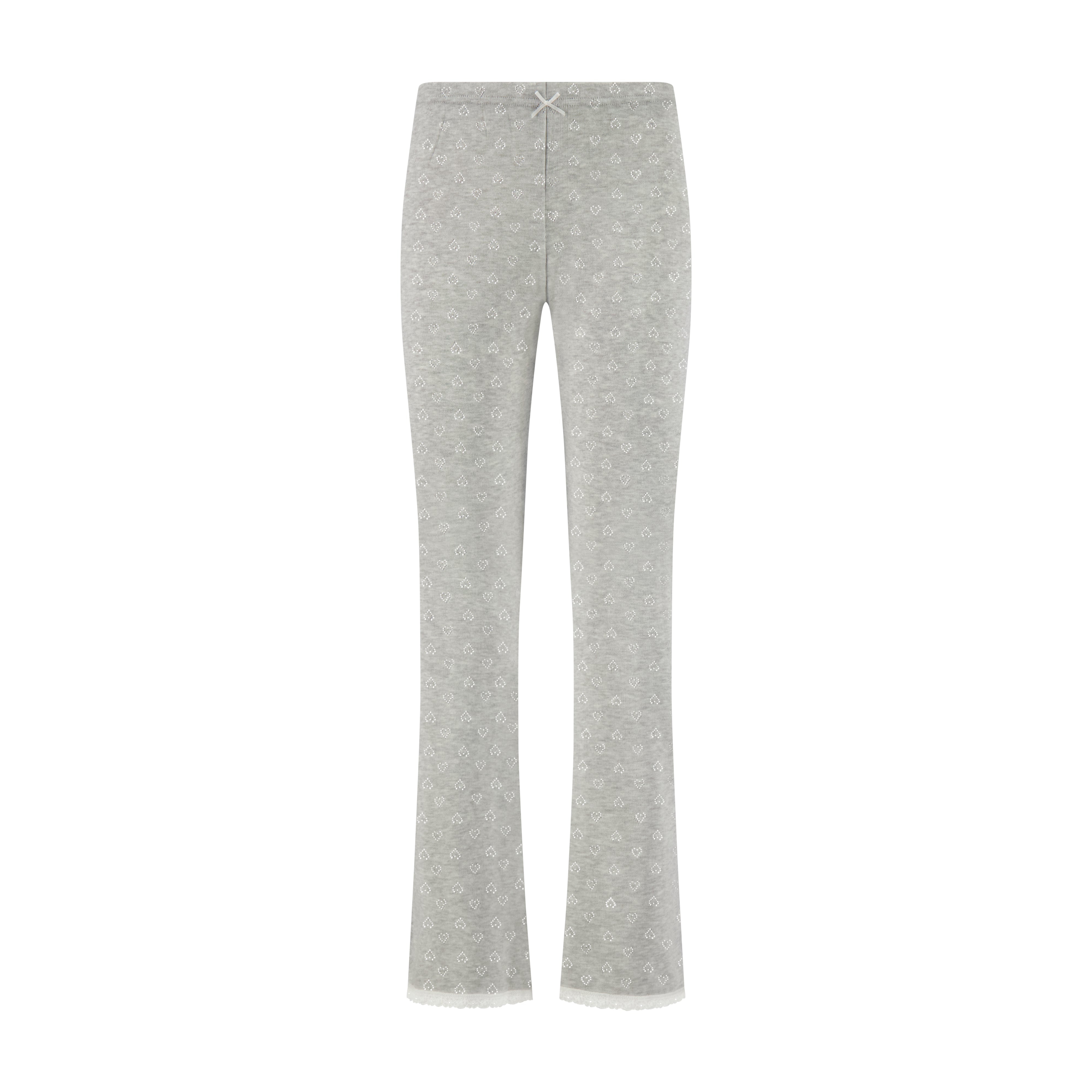 Natalie Pant - Heather Grey Hearts Pointelle
