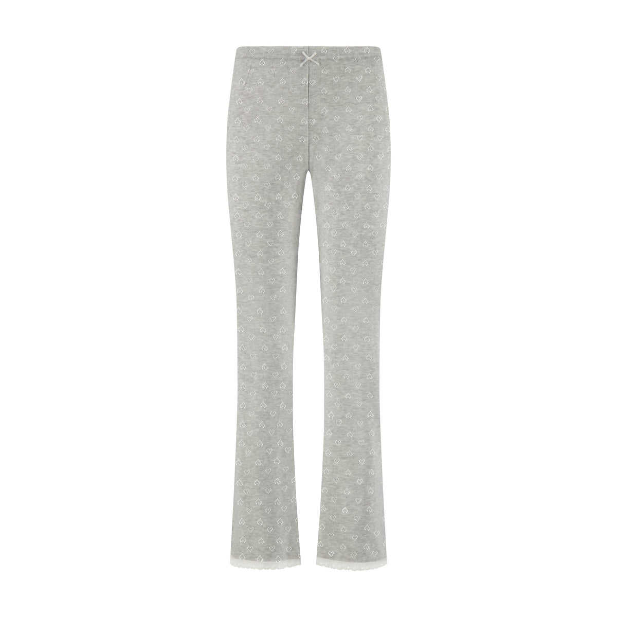 Natalie Classic Hi-Rise Pant - Heather Grey Hearts Pointelle