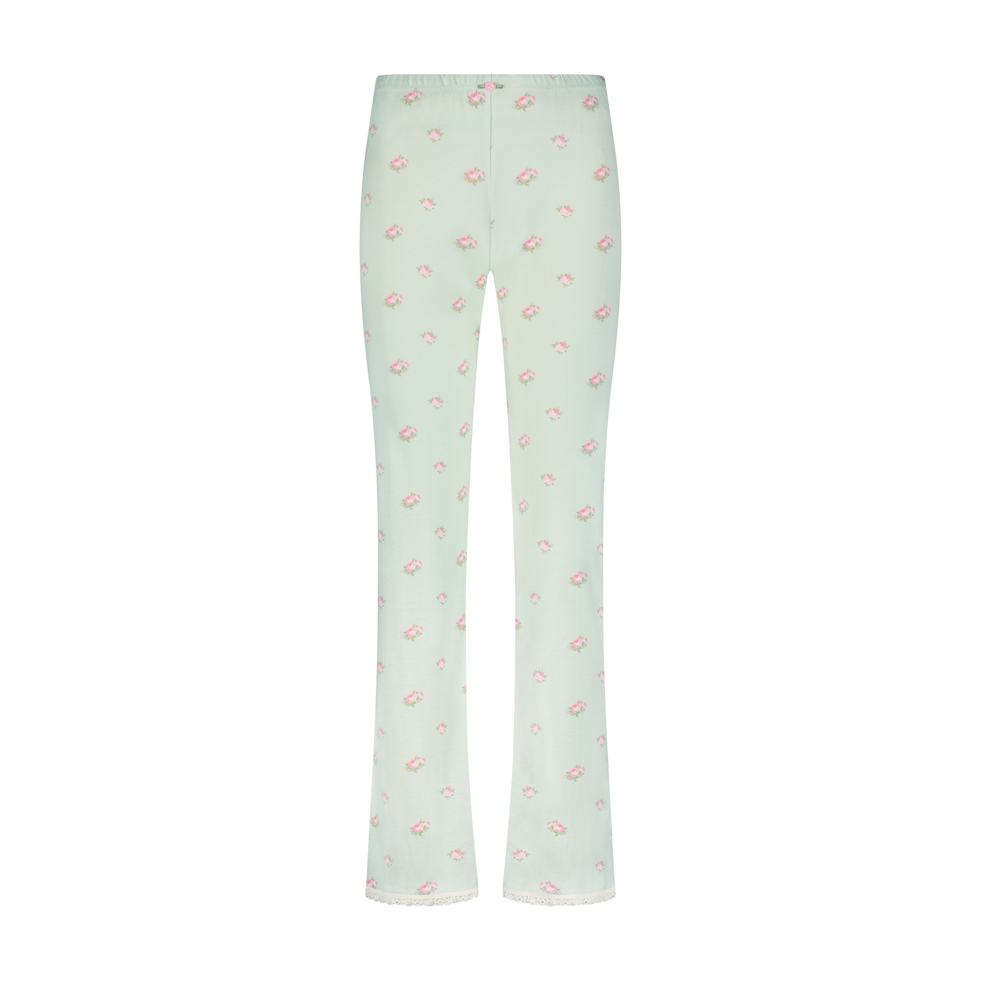 Long Pant - Green Vintage Rose Print