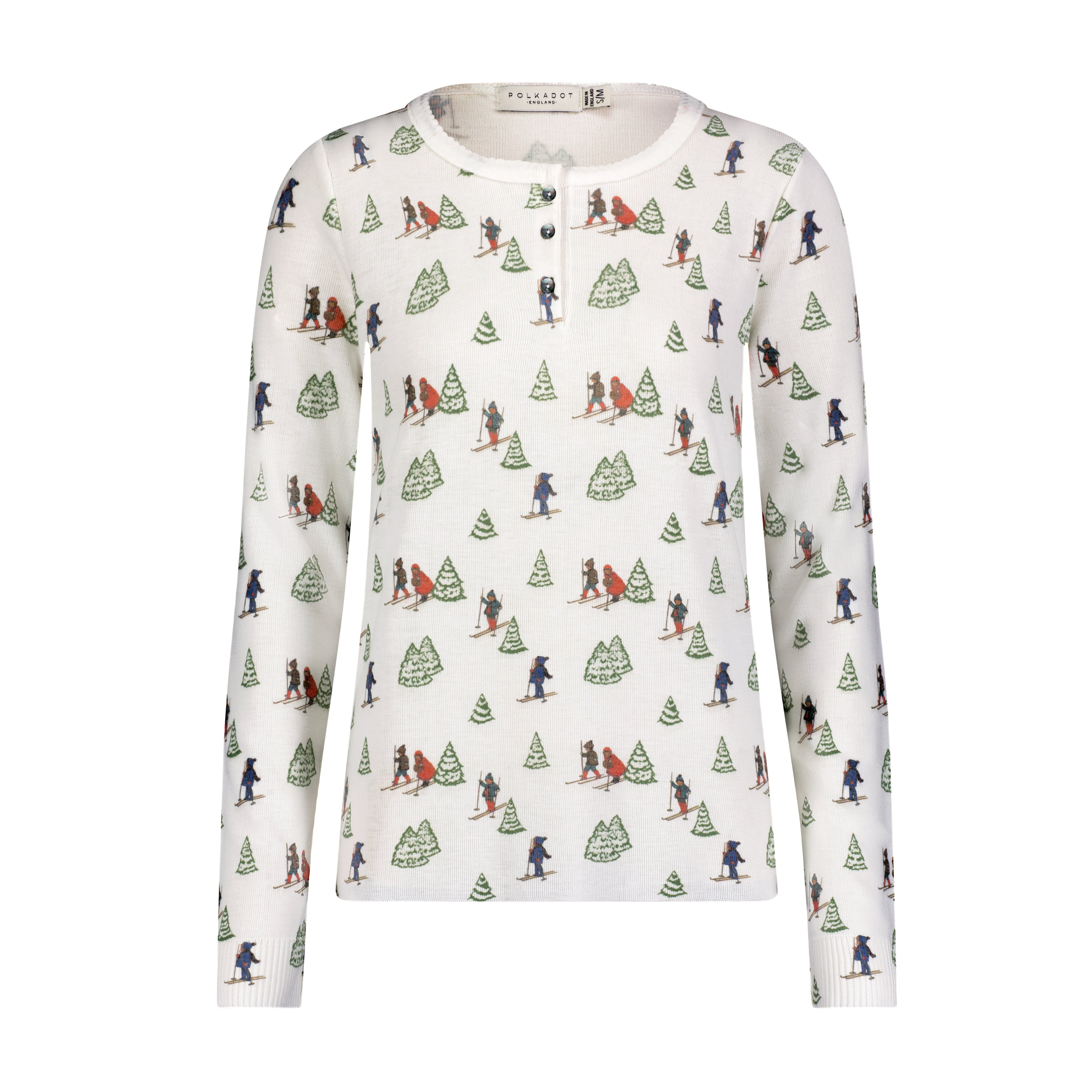 Henley Slouchy Top - Vintage Ski Print