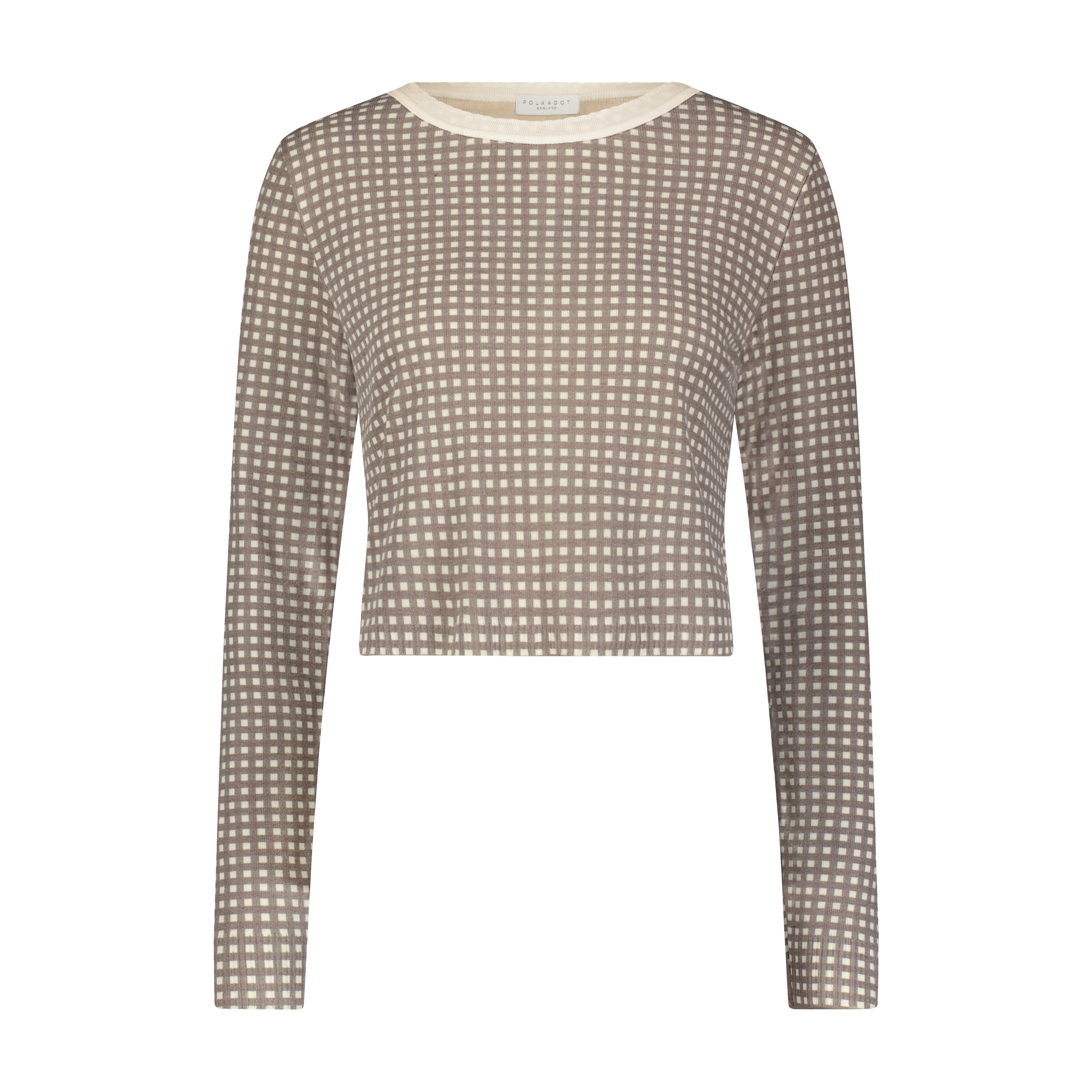 Nell Cropped Slouchy - Brown Gingham Print
