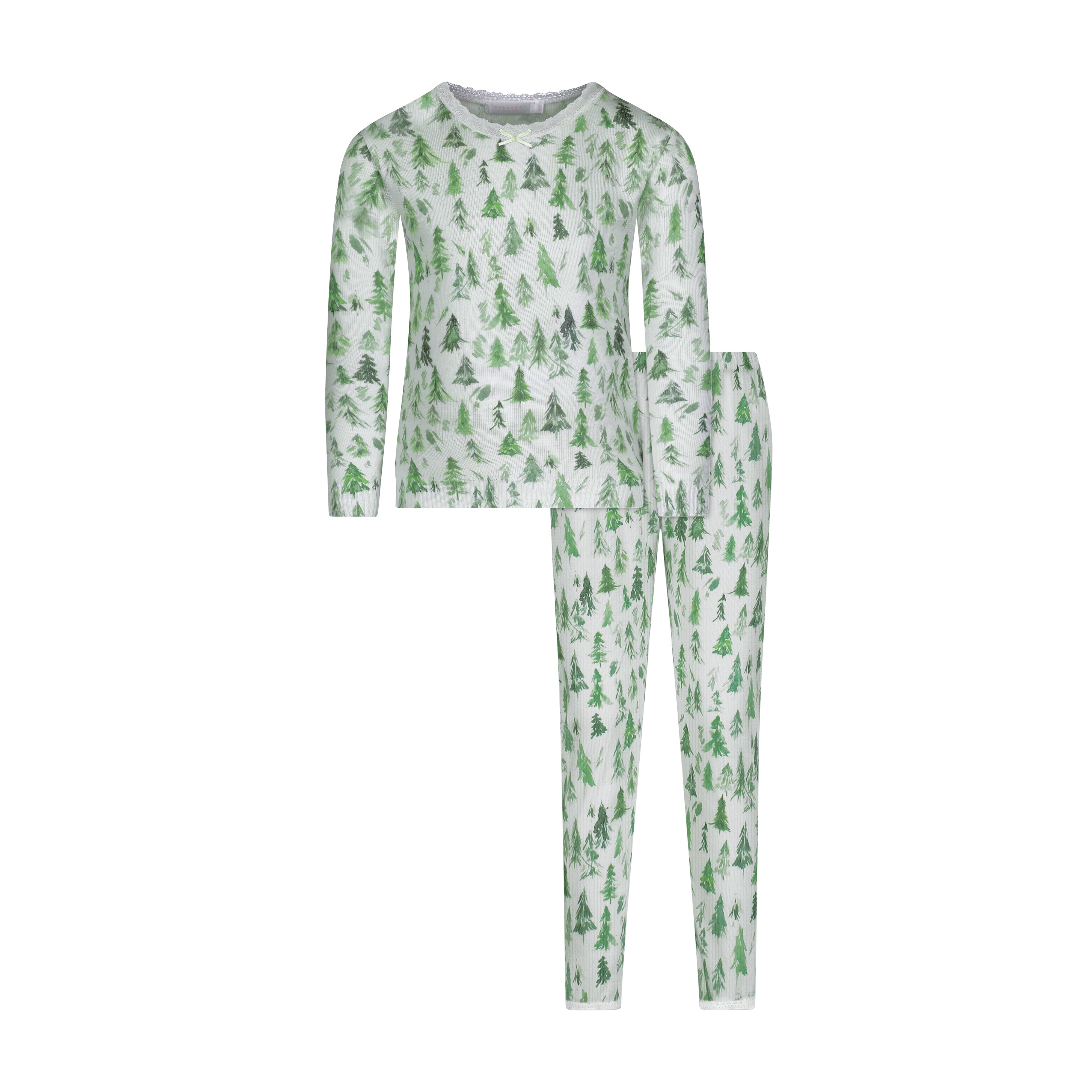 Girls & Baby Set Crew LS & Pant - Fir Tree Print