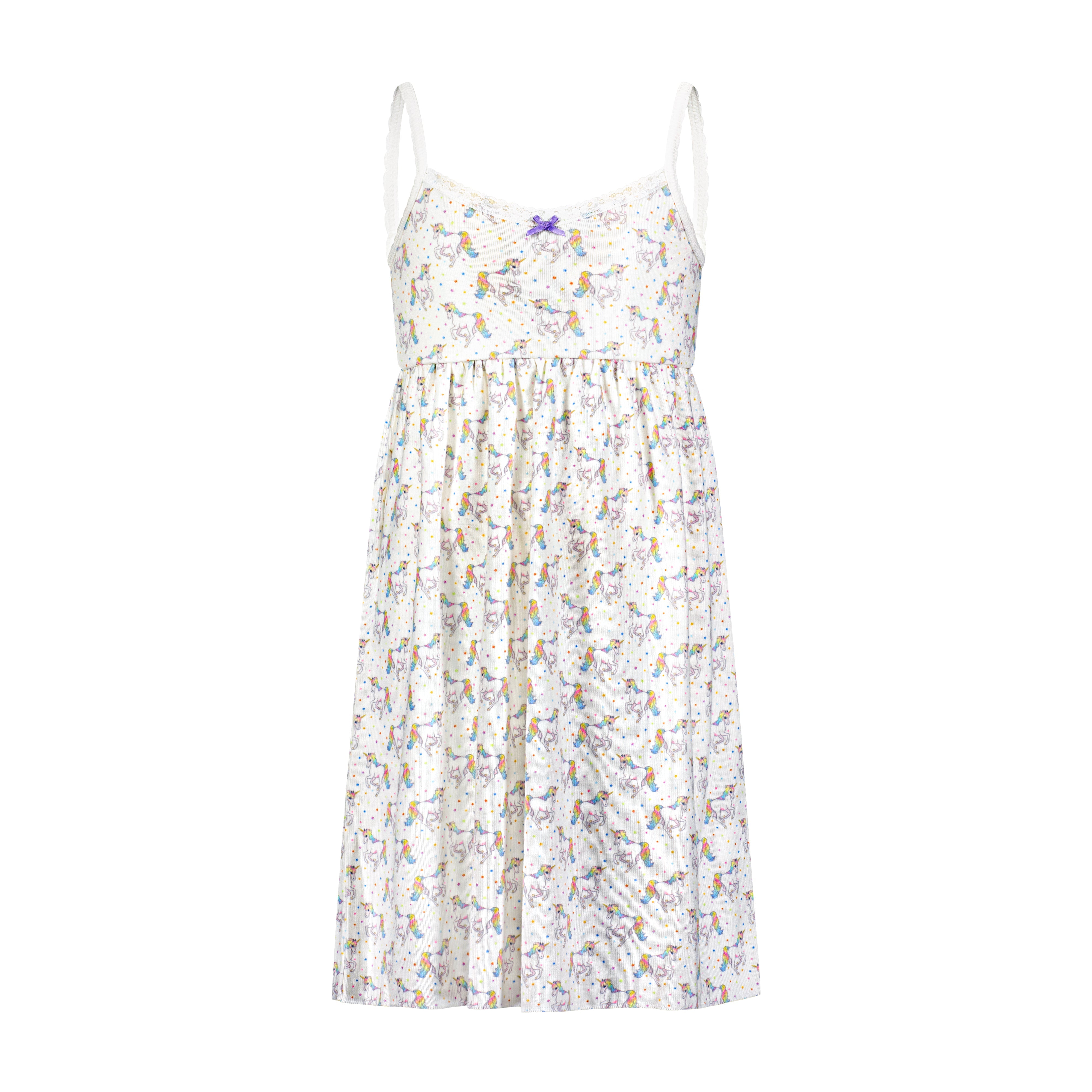 Girls Lee Babydoll Gown - Unicorn Print