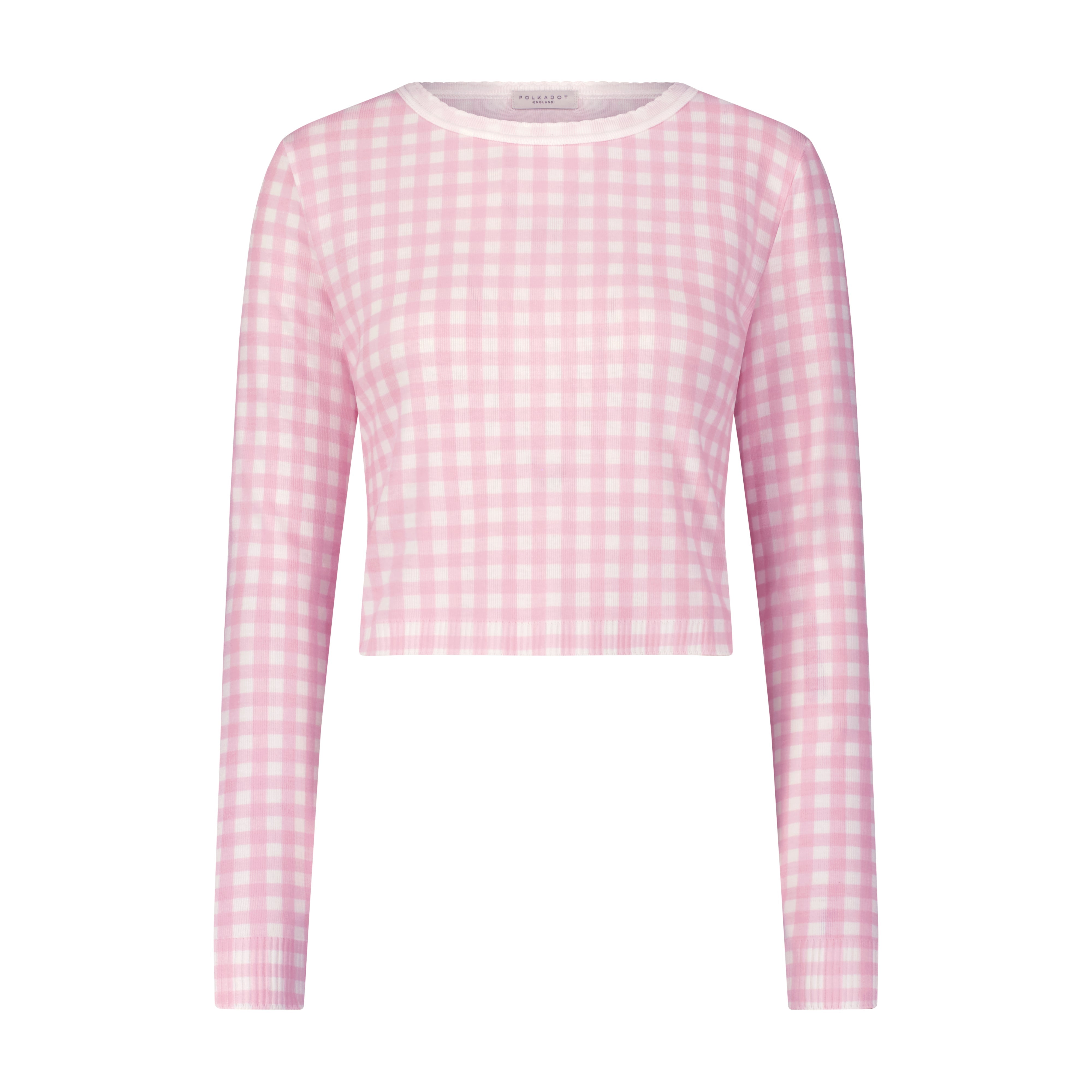 Nell Cropped Slouchy - Pink Large Gingham Print