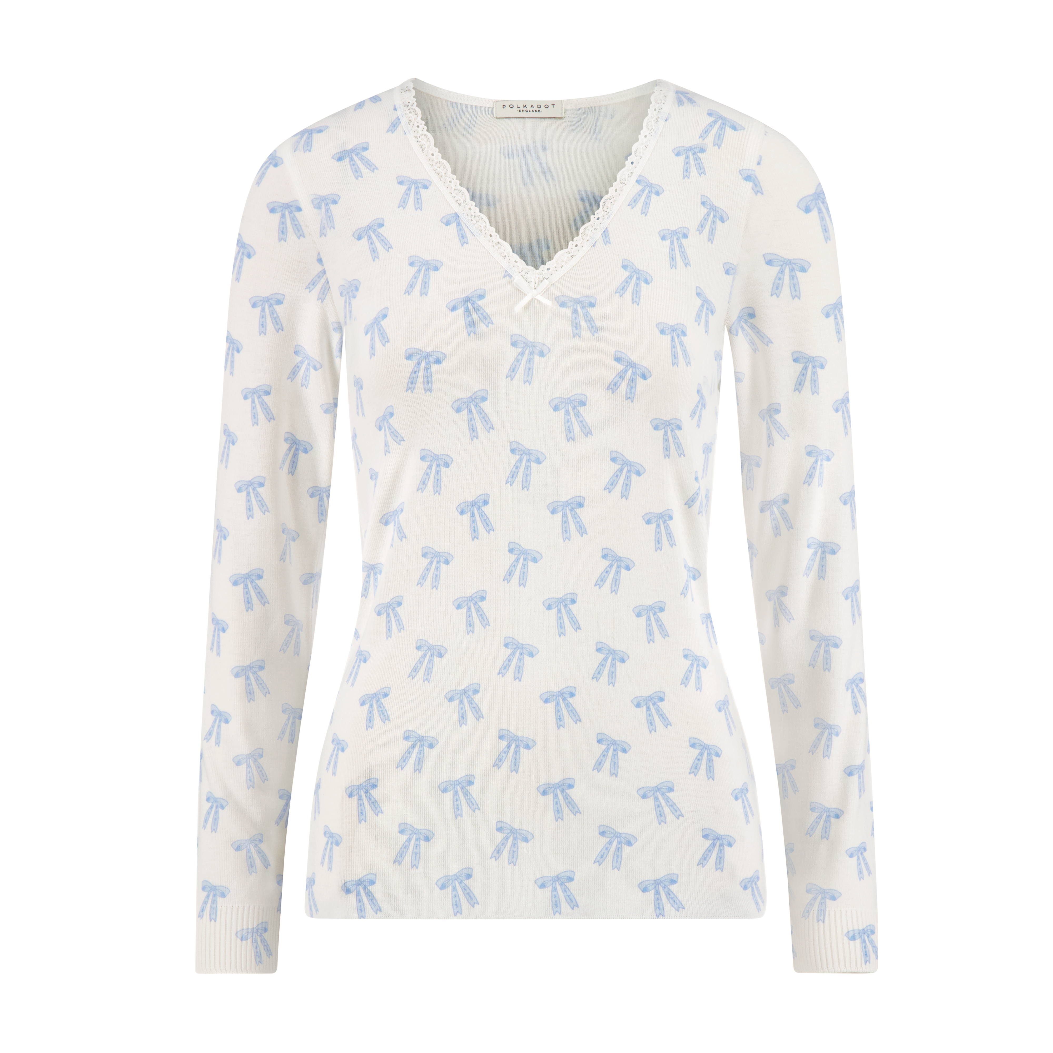Pauline V Slouchy - Blue Forever Love Bow Print