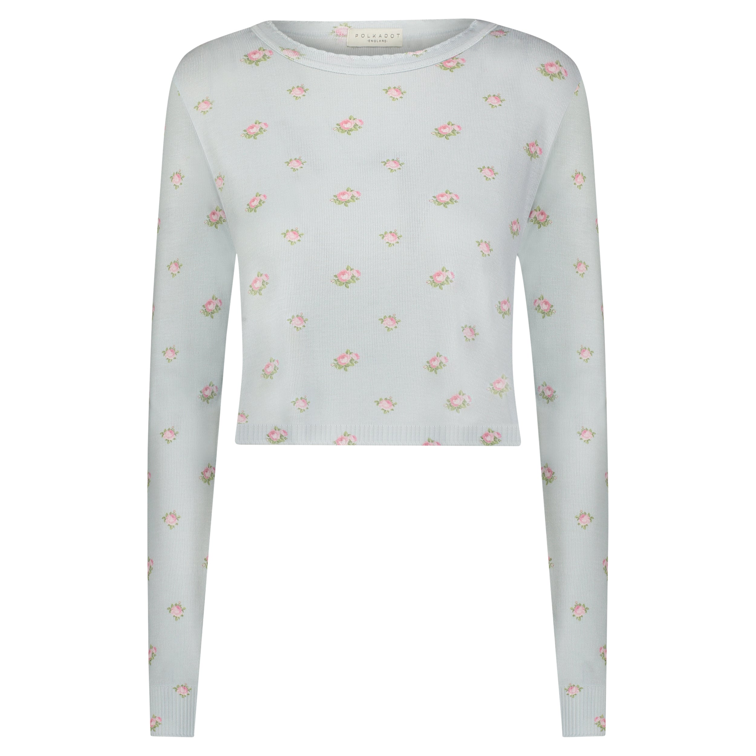 Nell Cropped Slouchy - Blue Ciel Rose Print