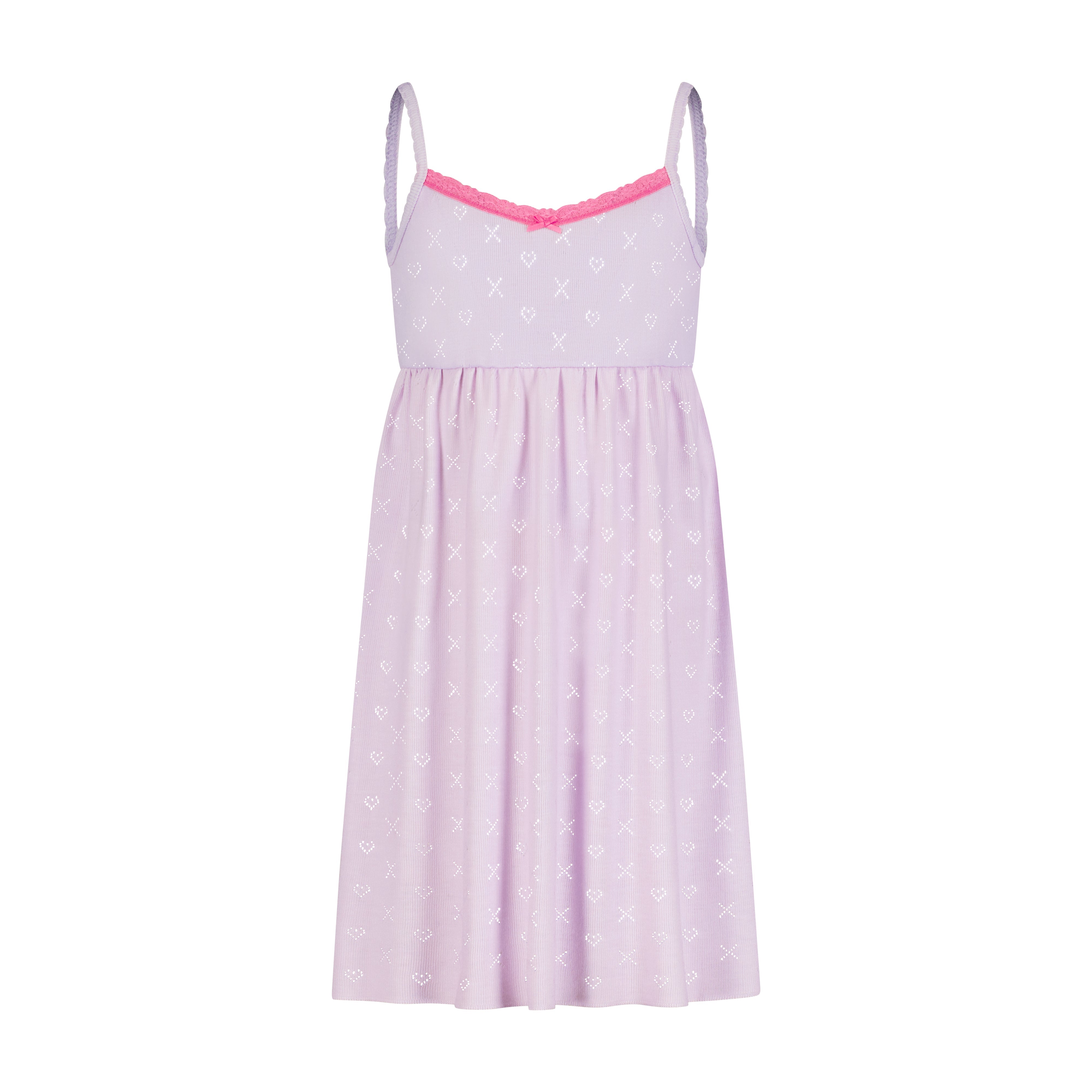 Girls Lee Babydoll Gown - Lilac Hearts-X Pointelle