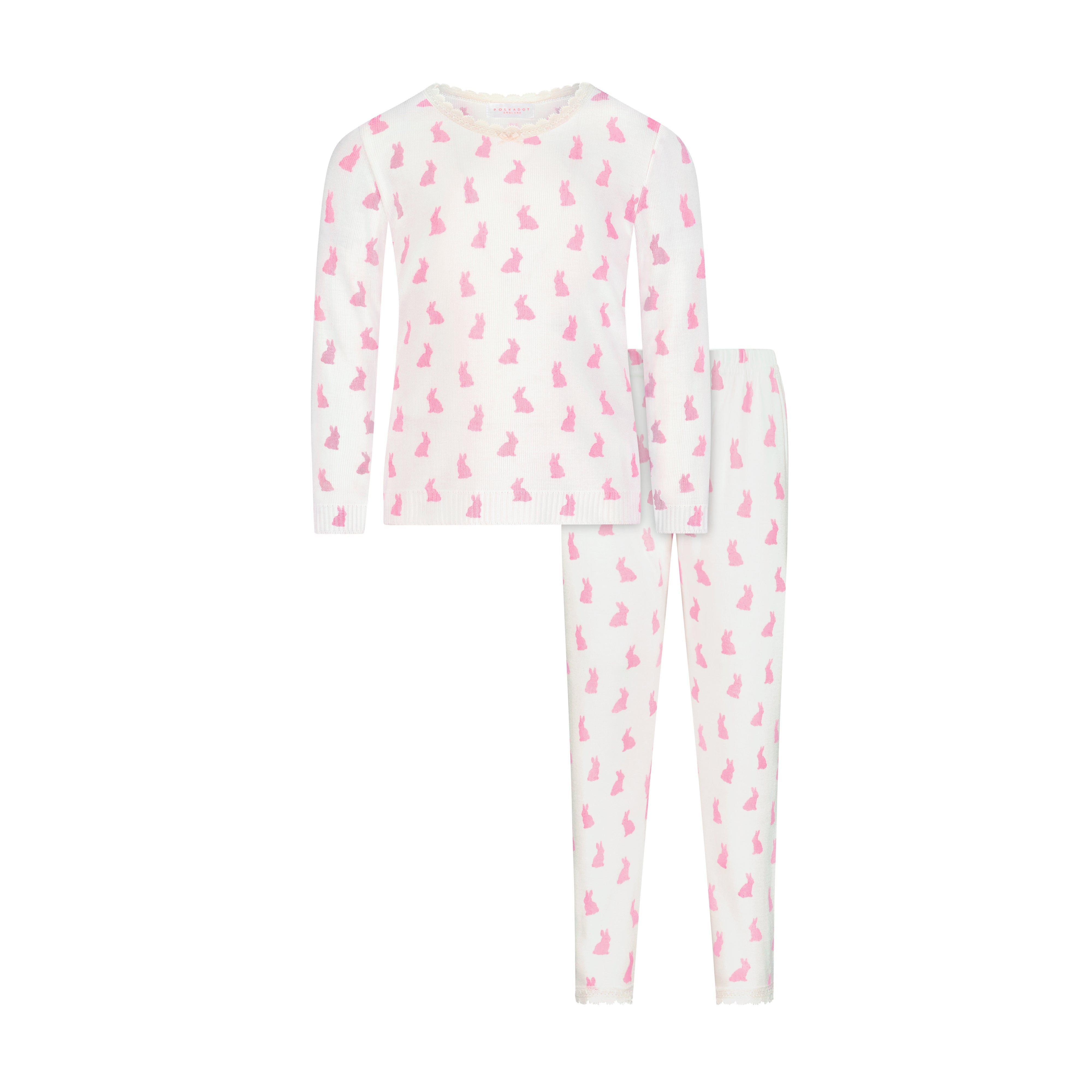 Girls & Baby Classic Set Crew LS & Pant - Pink Bunny Print