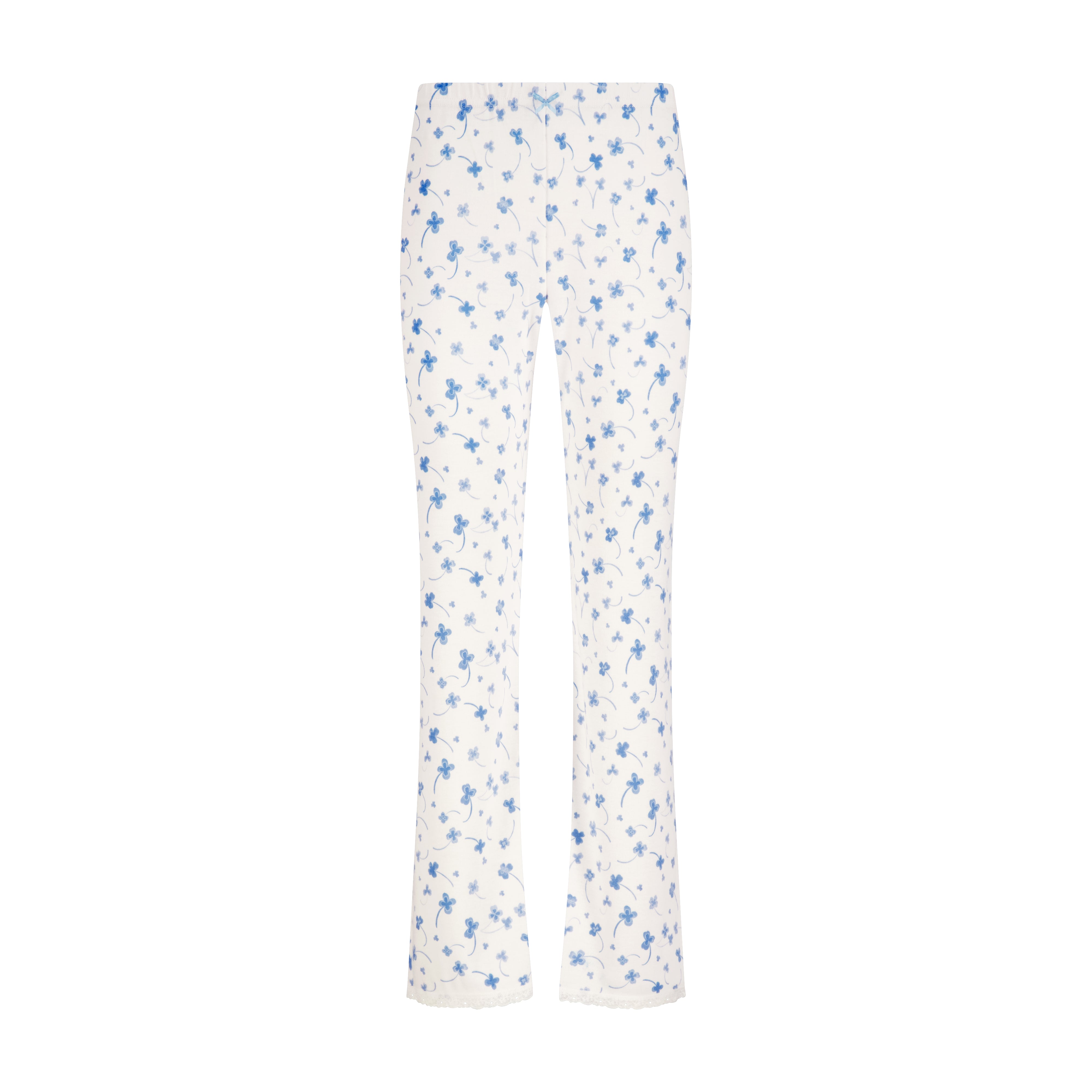 Cropped Pant - Blue Clover Print