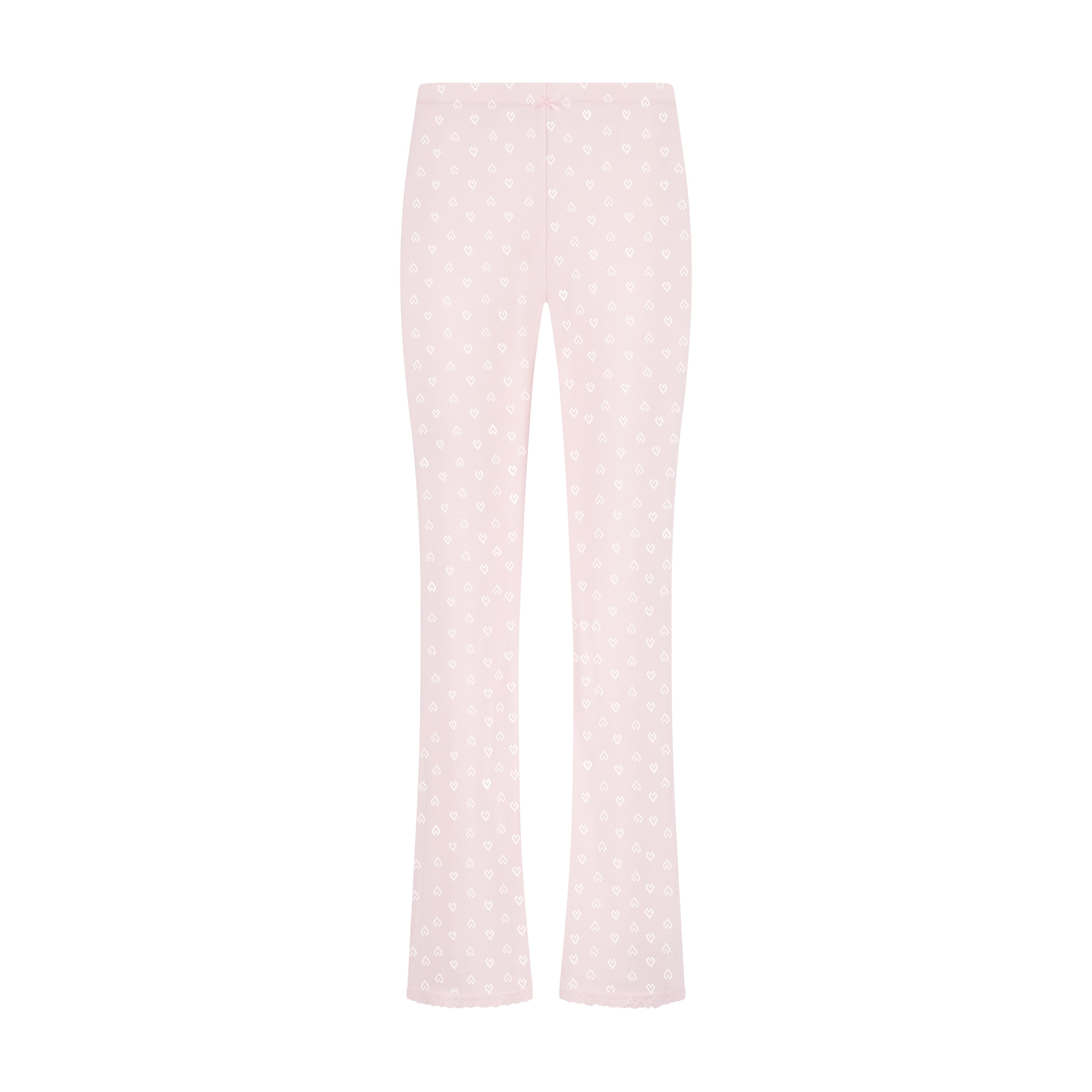 SOLD OUT Long Pant - Shell Pink Hearts Pointelle w Pink Lace