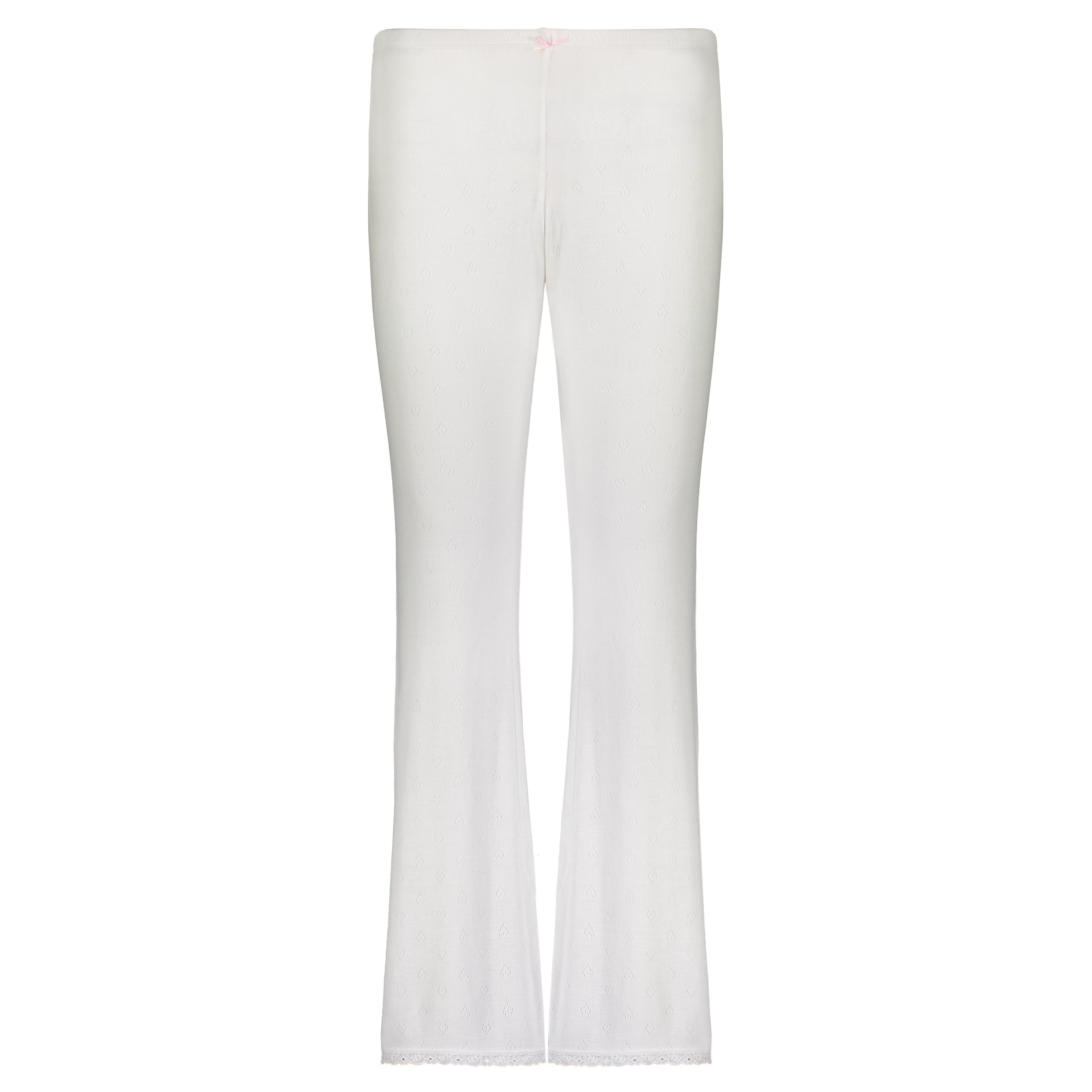 Long Pant - Pearl White Hearts Pointelle