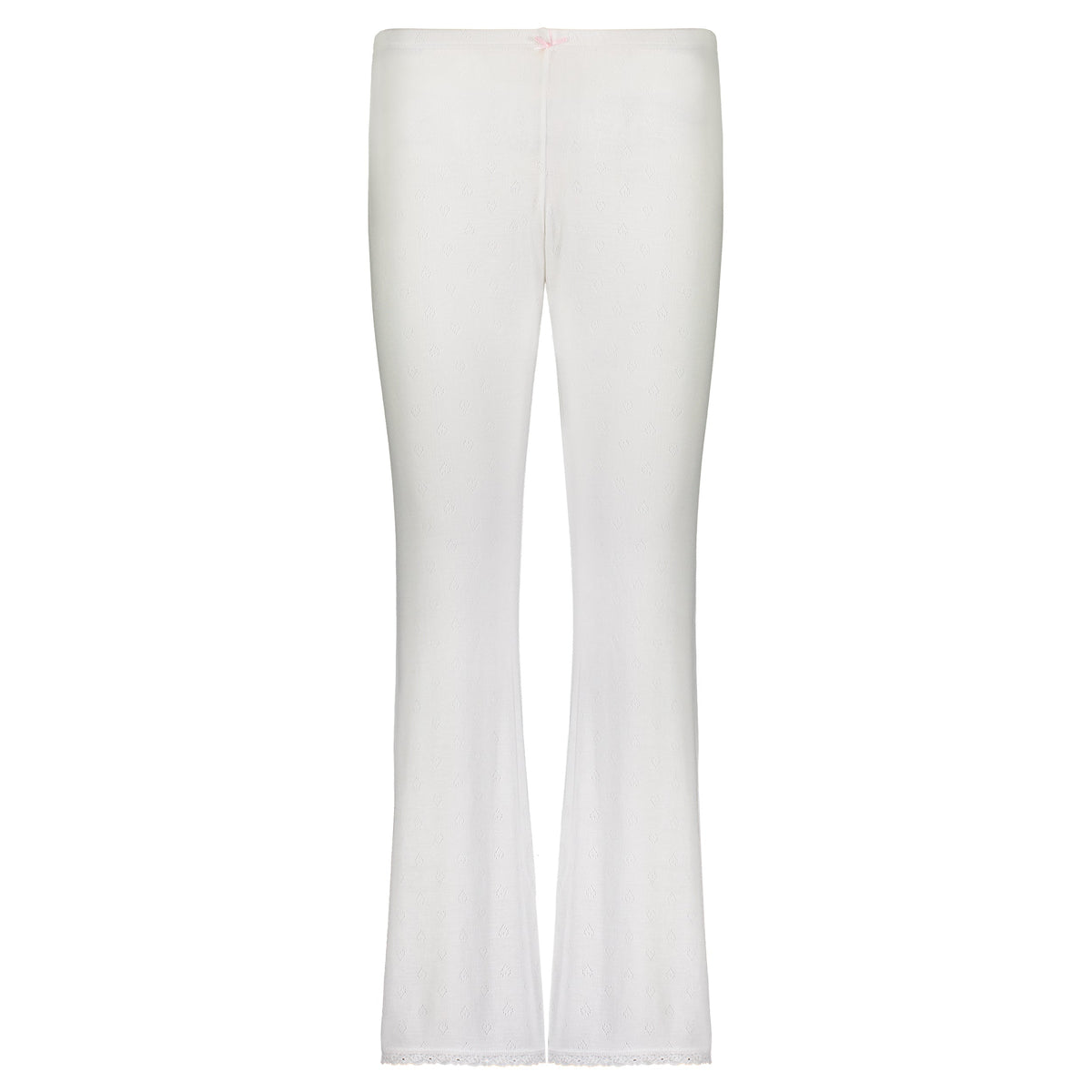 Natalie Classic Hi-Rise Pant - Pearl White Hearts Pointelle