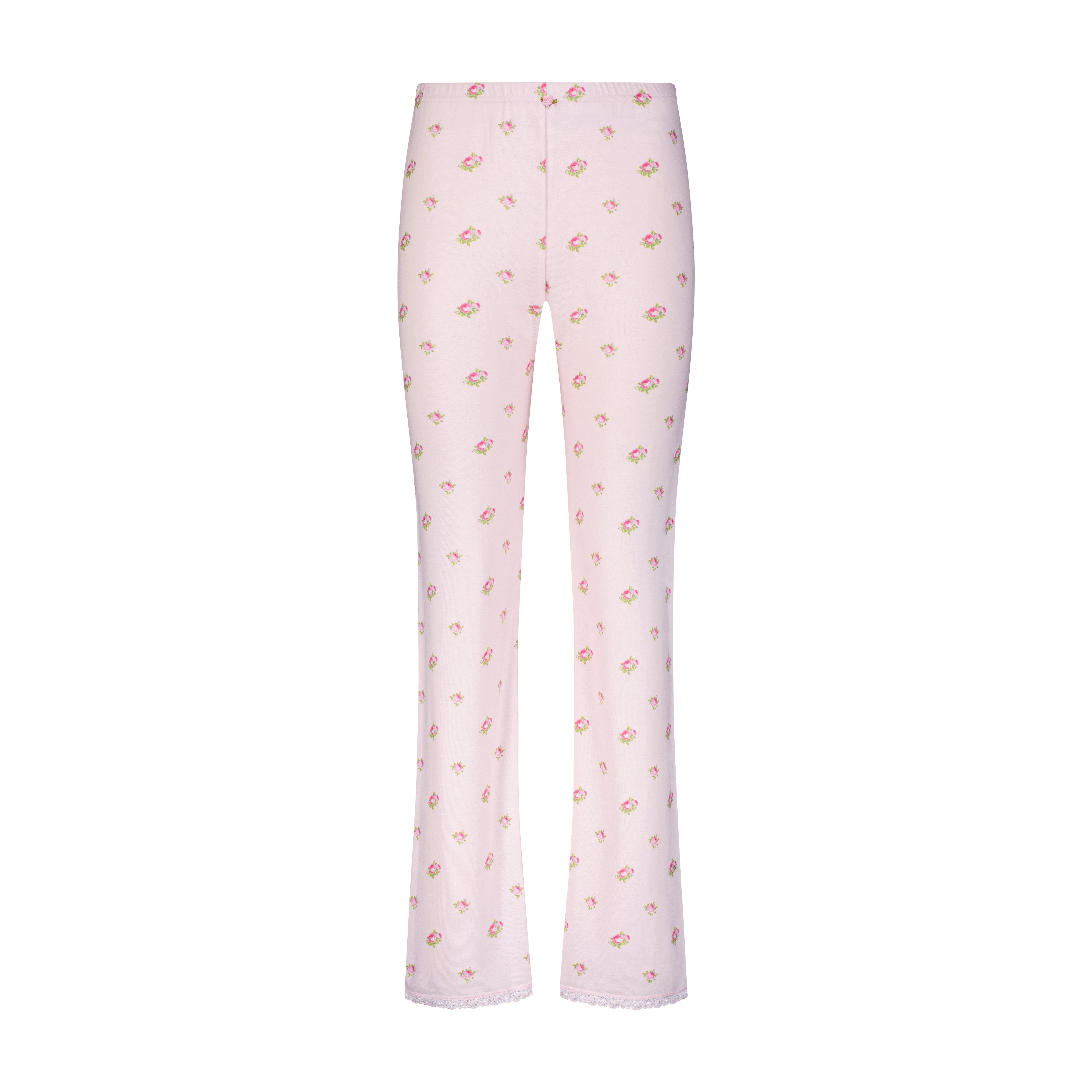 Cropped Pant - Pink Vintage Rose Print