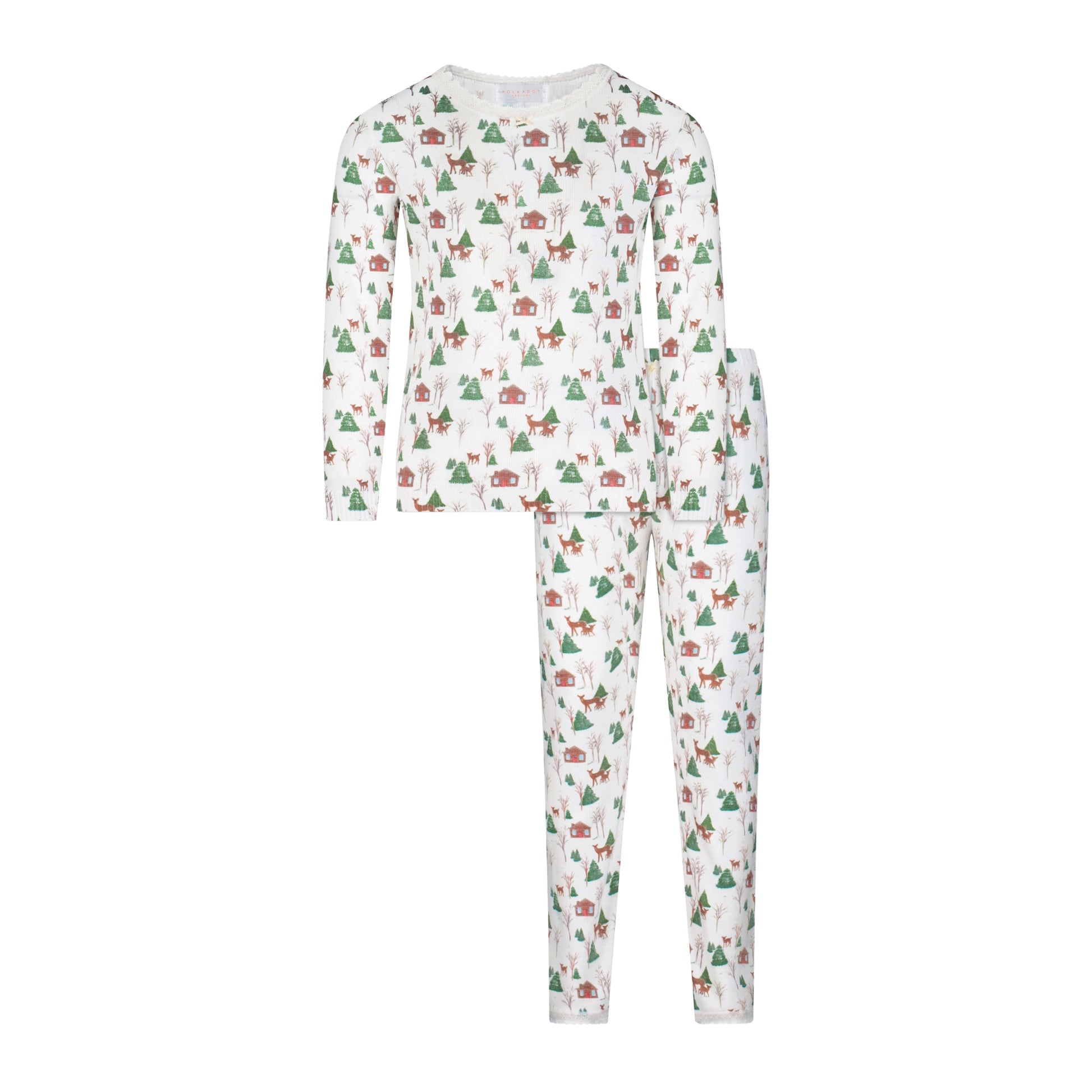 Girls Set Crew LS & Pant - Rustic Deer Print