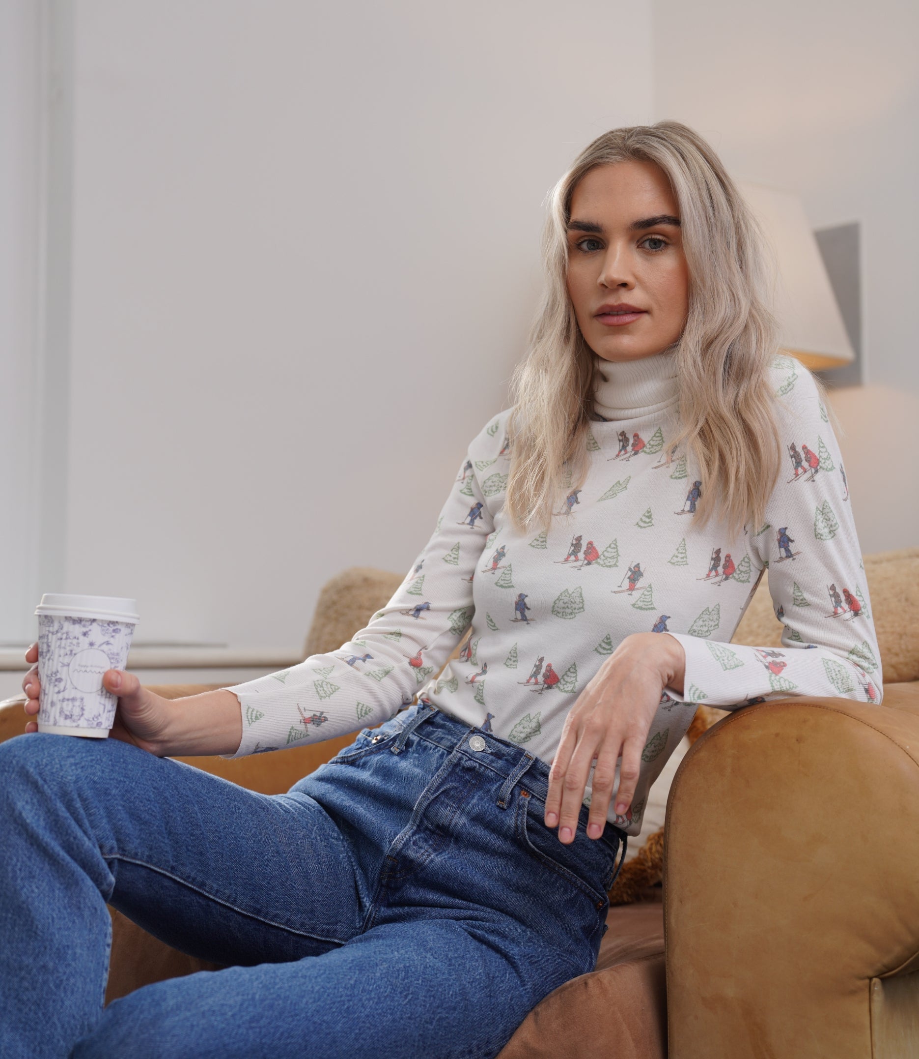 Ali Turtleneck Fitted - Vintage Ski Print