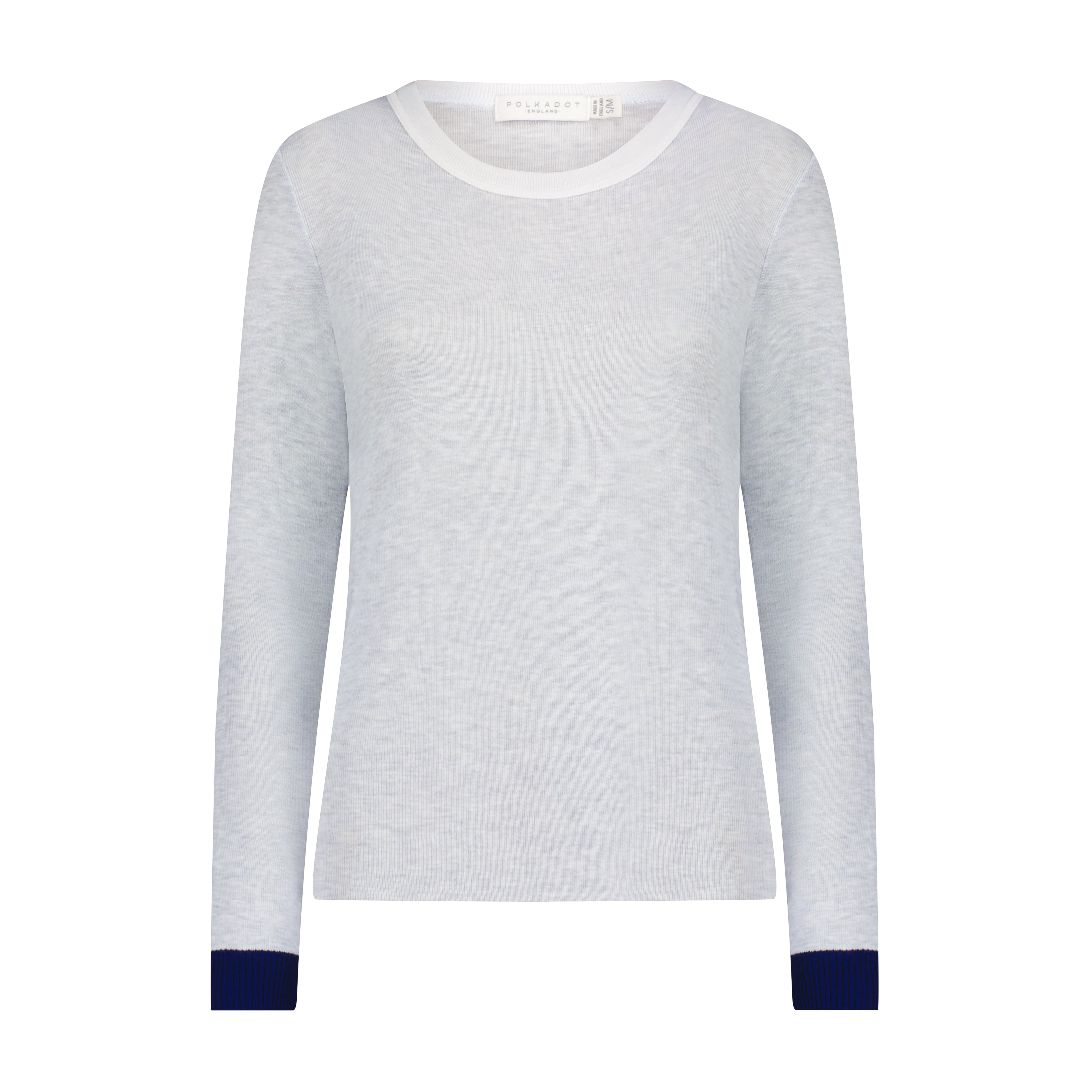 Rachel Slouchy - Heather Grey w Navy Cuffs