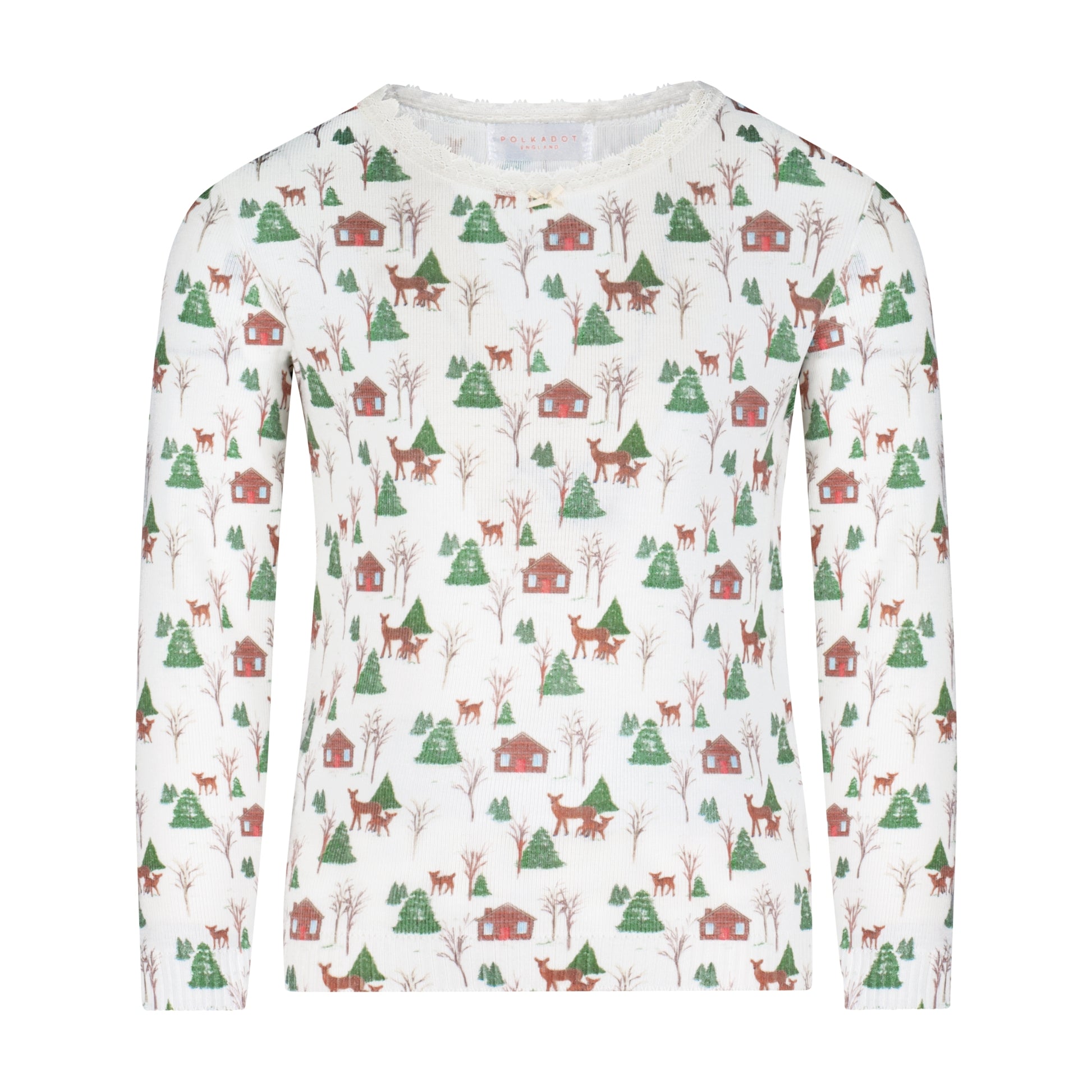 Girls Set Crew LS & Pant - Rustic Deer Print