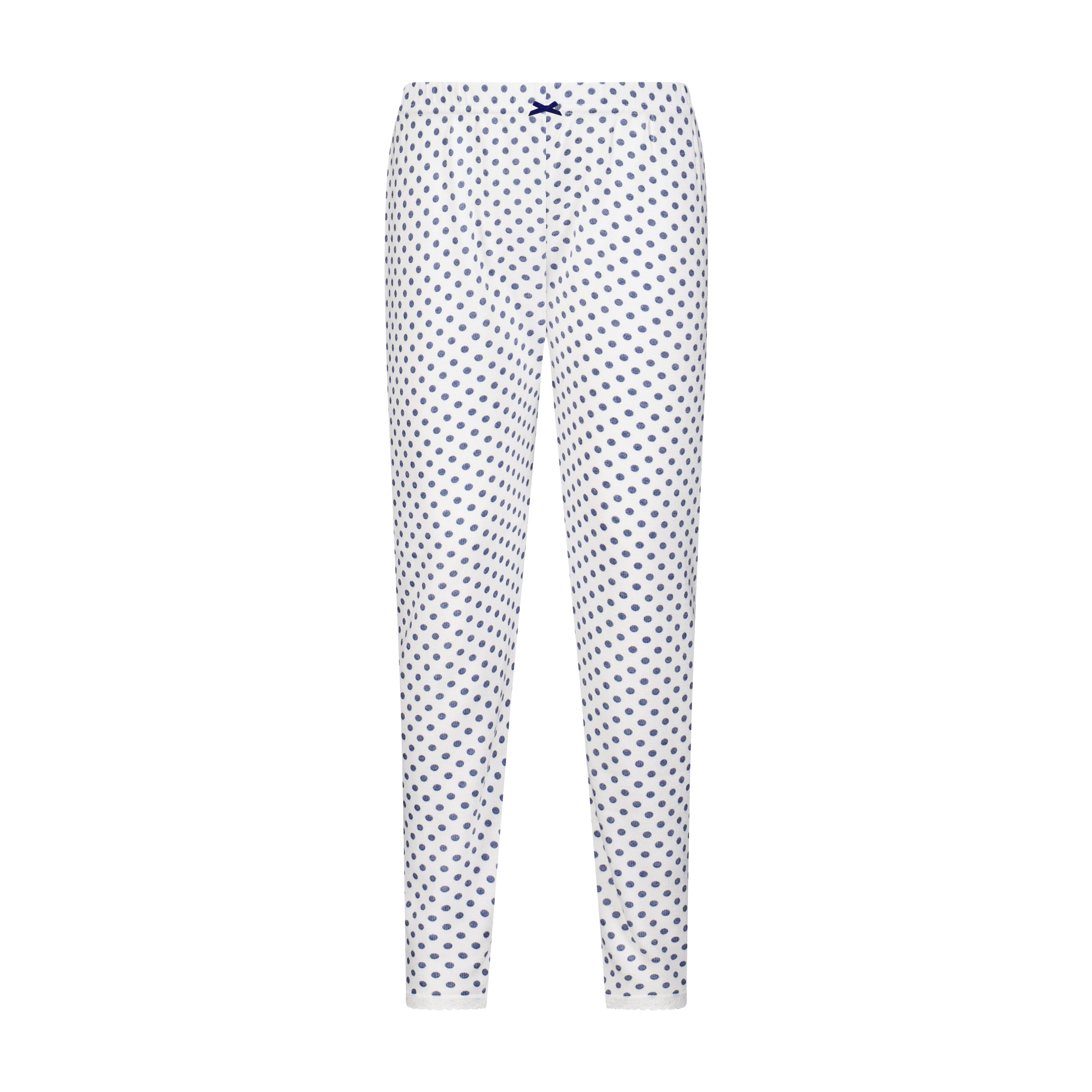 Girls Set V Neck Long Sleeve & Pant - Navy Dot Print
