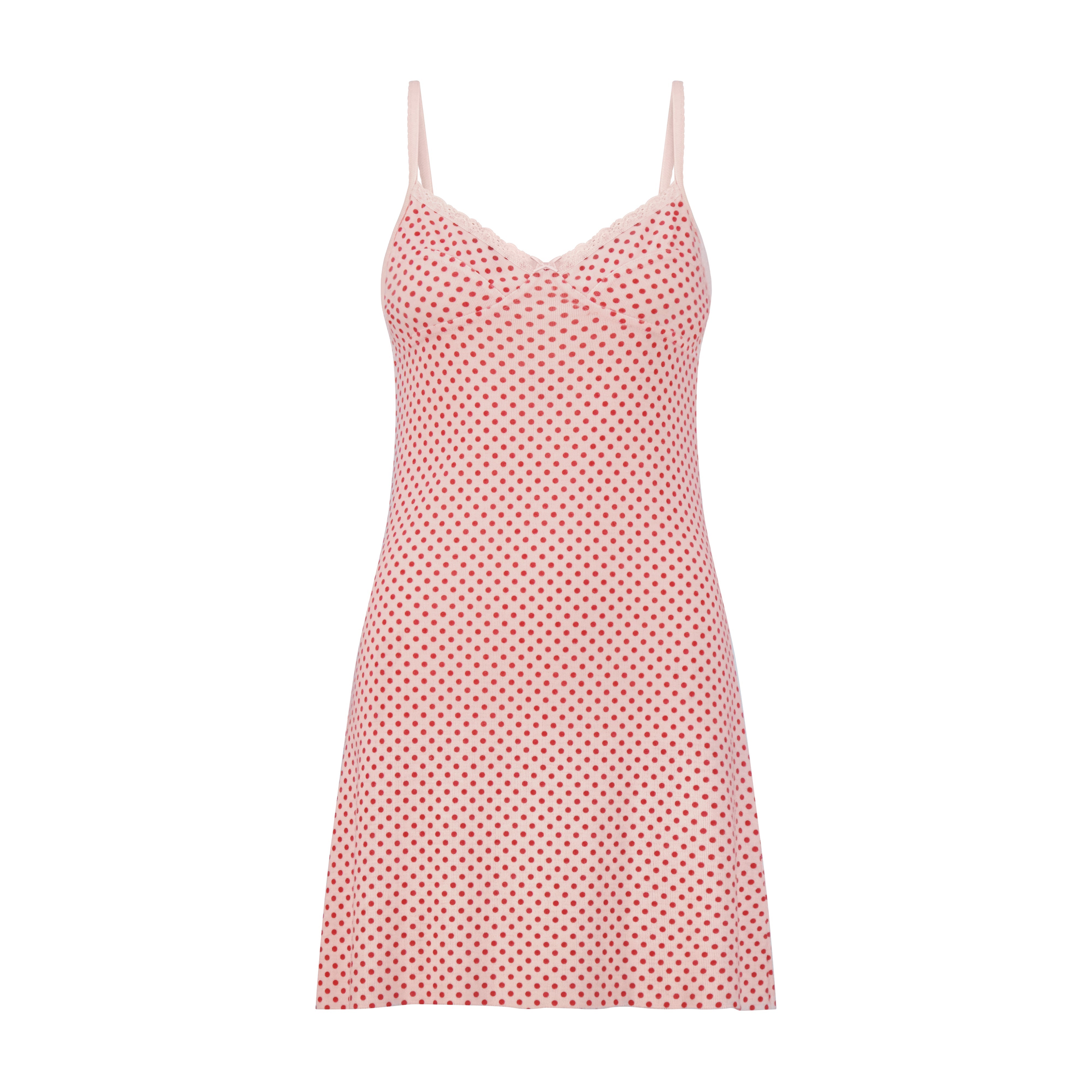 Lori Bra Camidress w Adjustable Straps - Red Small Dot Print