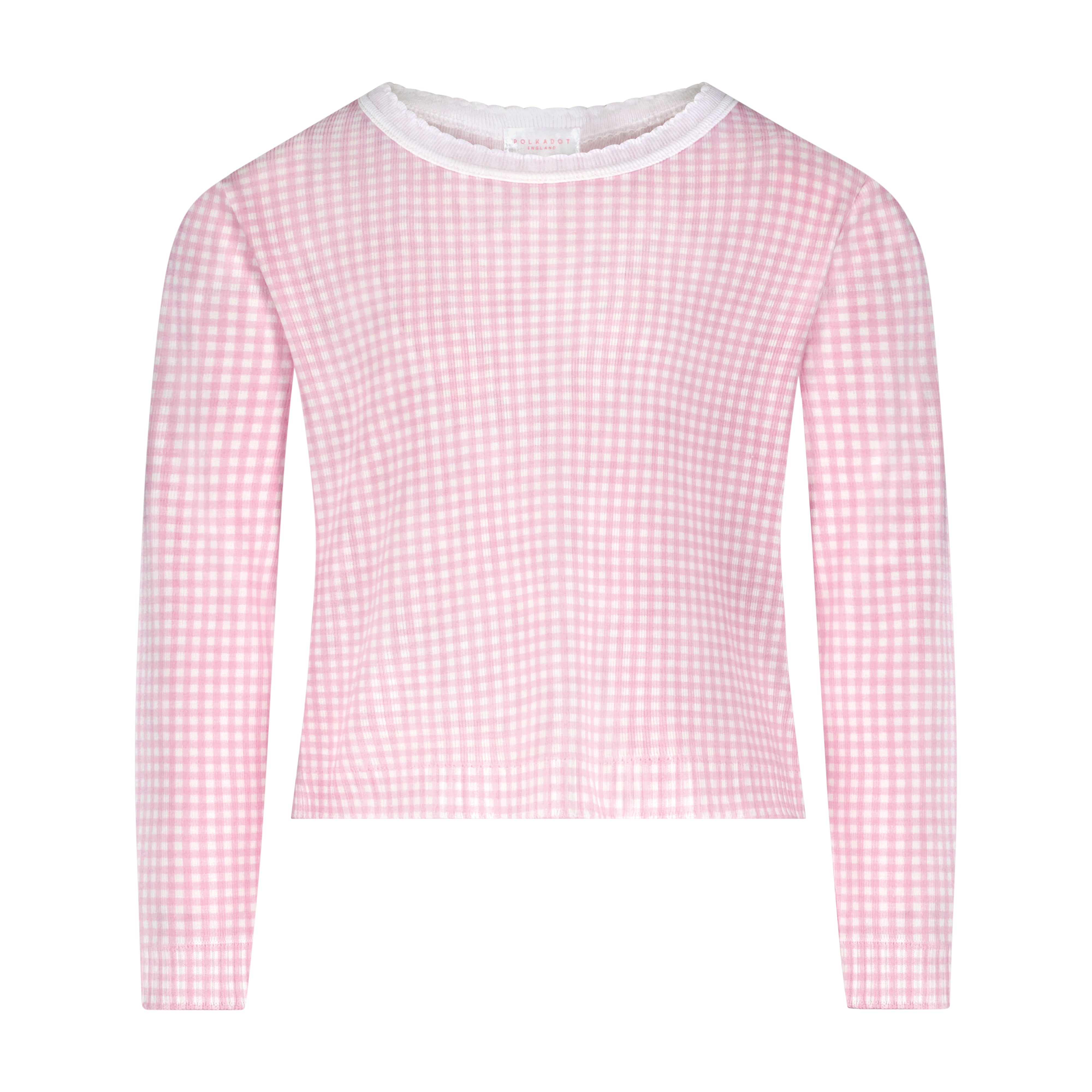 Girls Rachel Set Slouchy Top & Wide Leg Pant - Pink Gingham Print