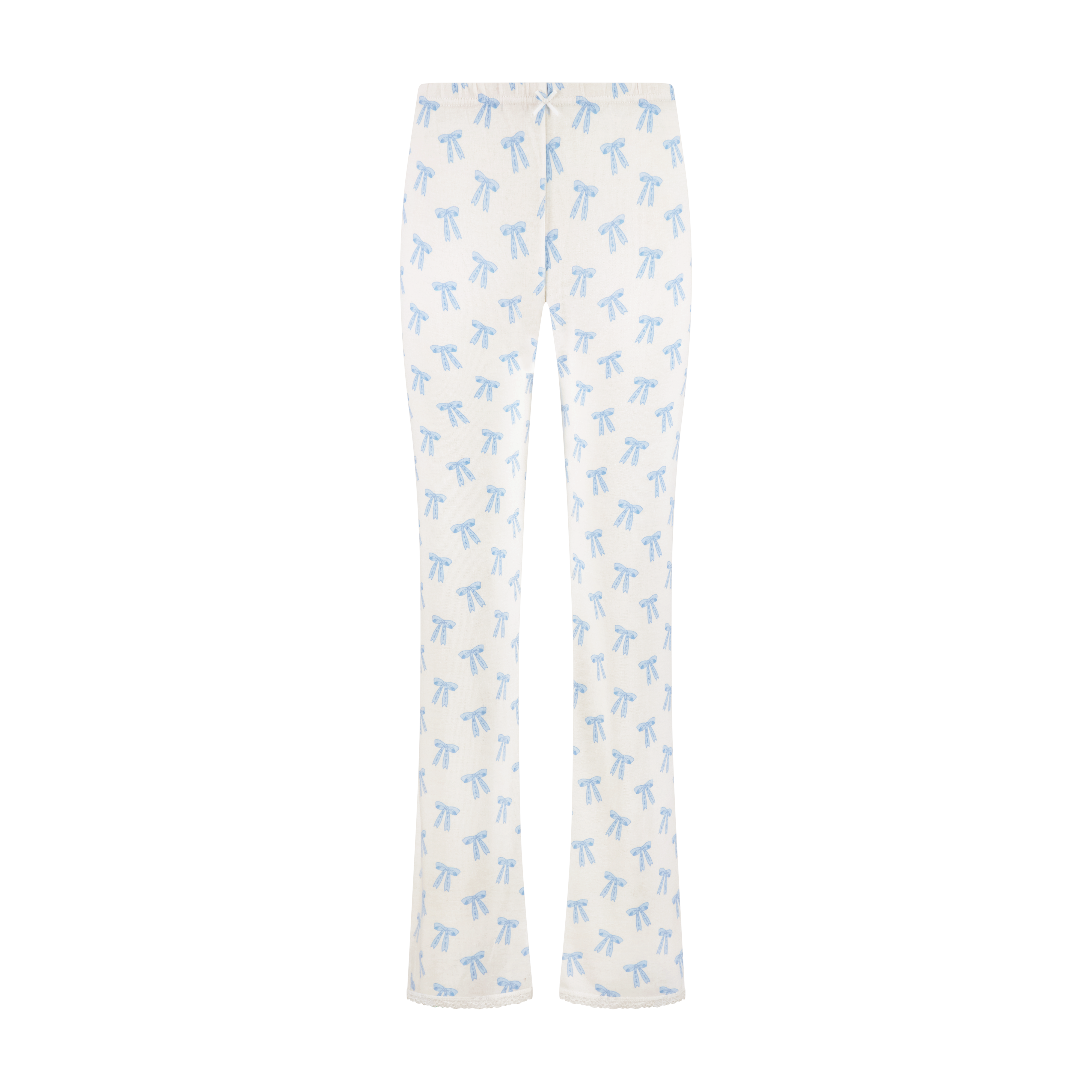 Cropped Pant - Blue Forever Love Bow Print