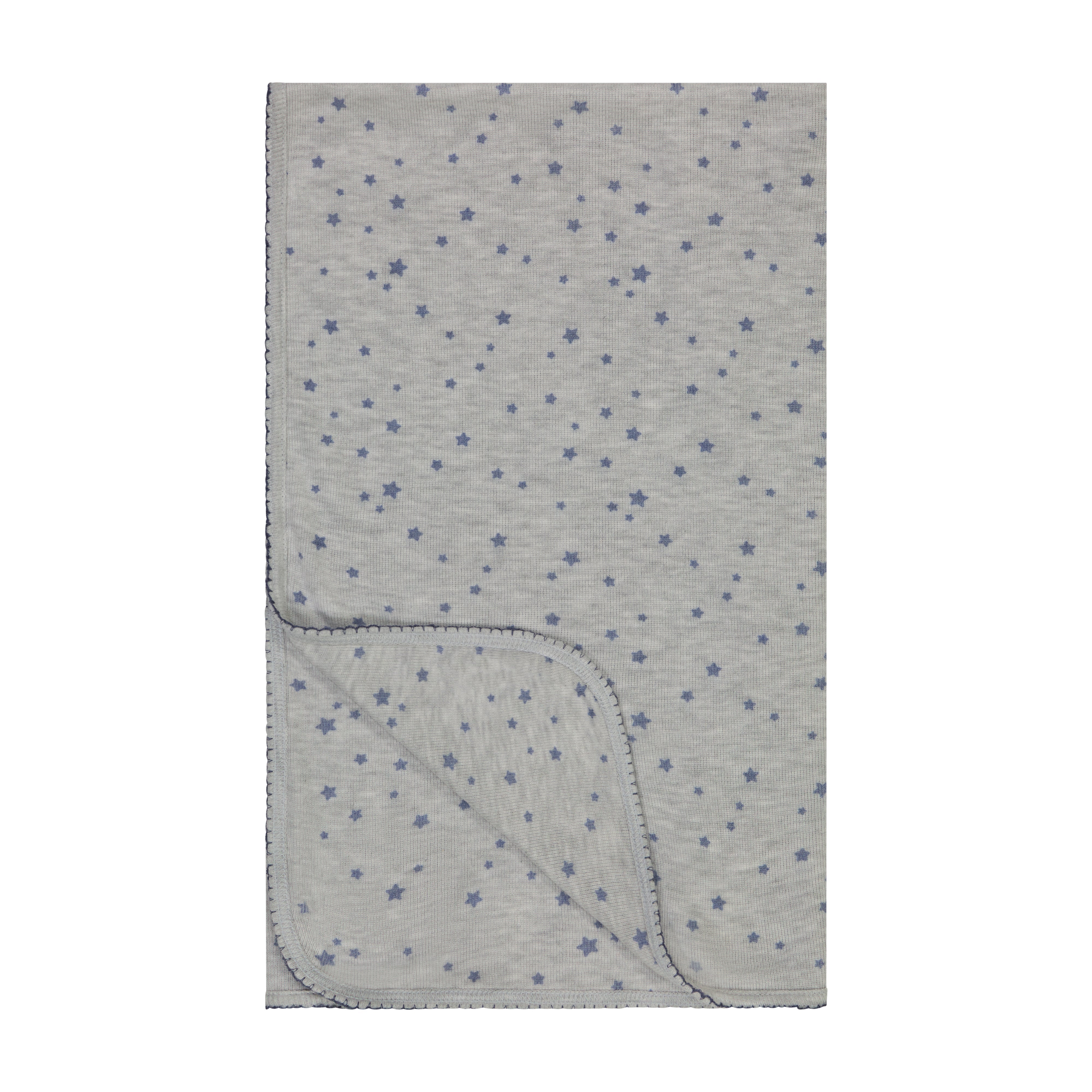 Baby Blanket - Navy Stars Print on Heather Grey