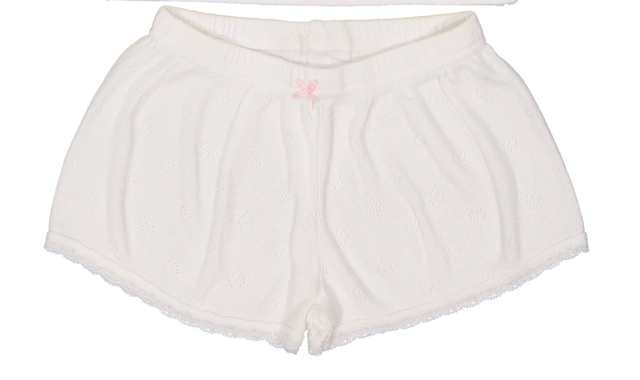 Girls Short - Pearl White Hearts Pointelle